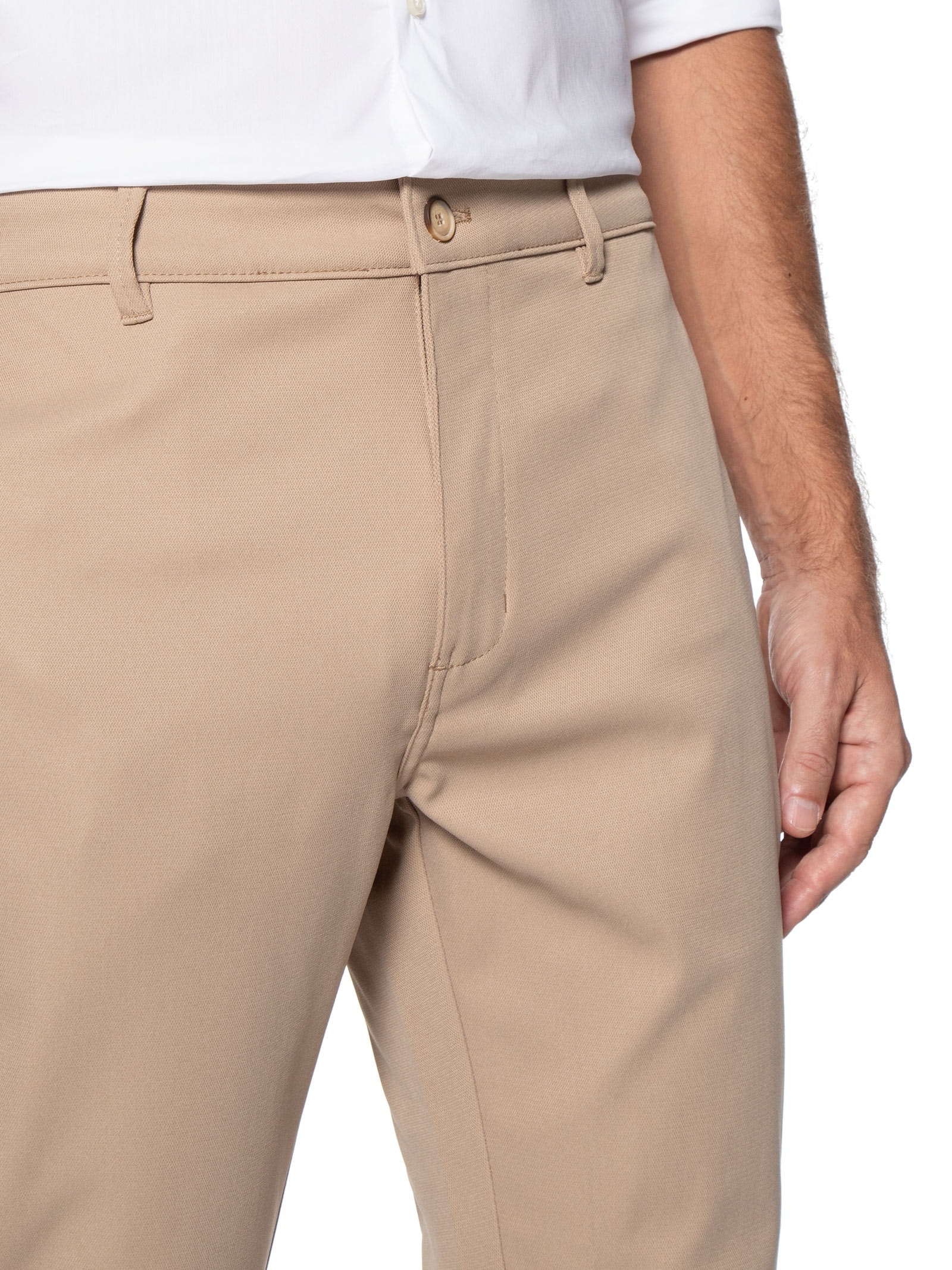 Calça Masculina Em Chino Reta Bege '2 Essential