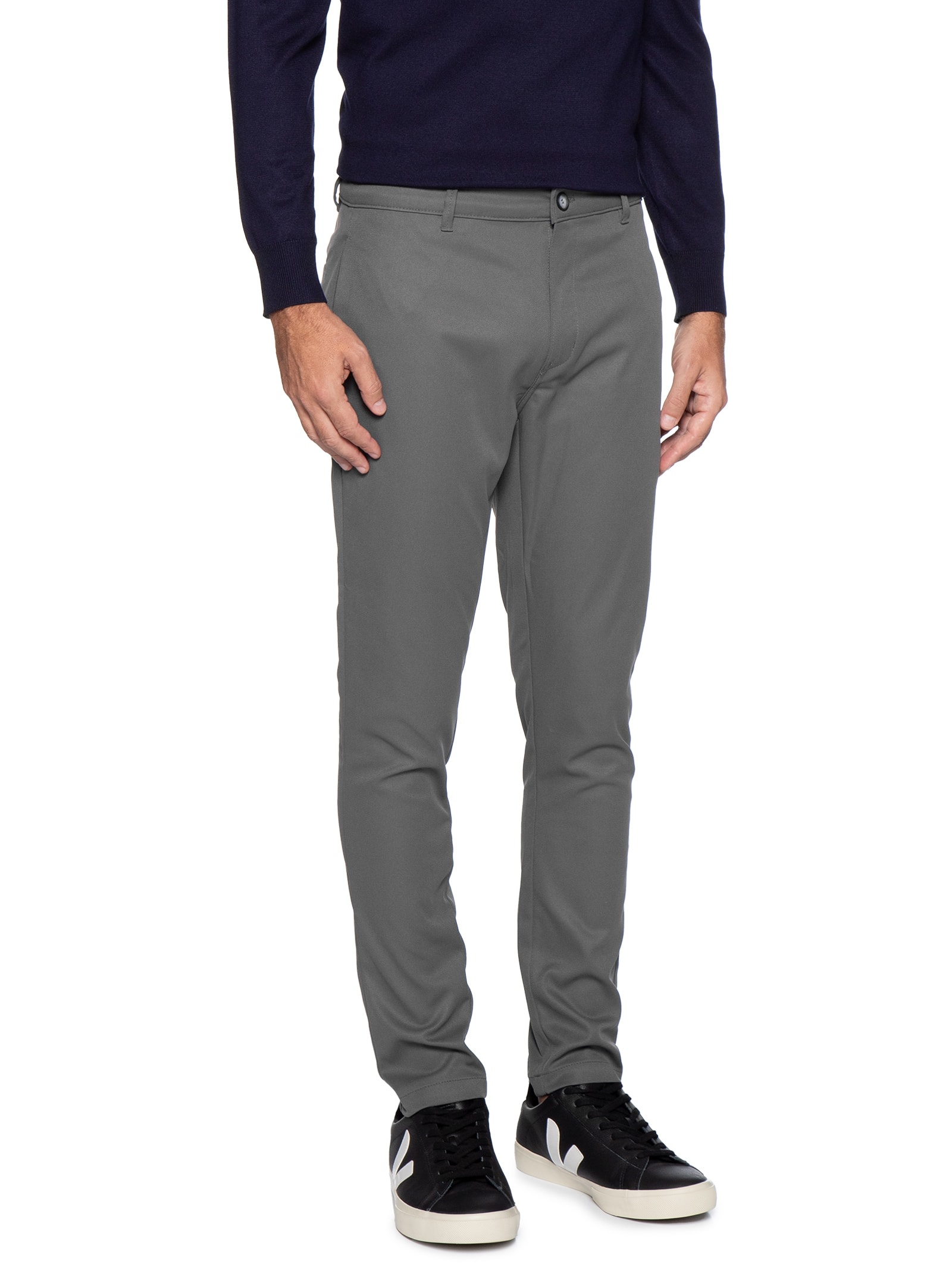 Calça Masculina Em Chino Reta Cinza '2 Essential