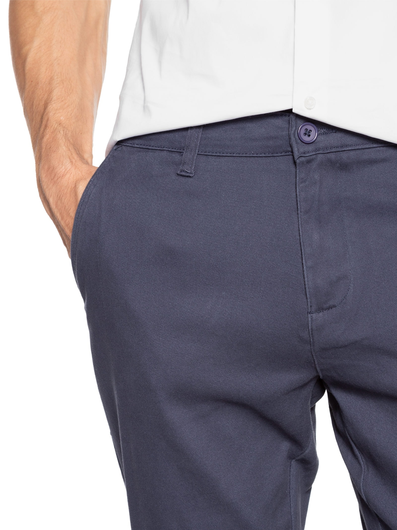Calça Masculina Em Sarja Modelo Chino Azul '2 Essential