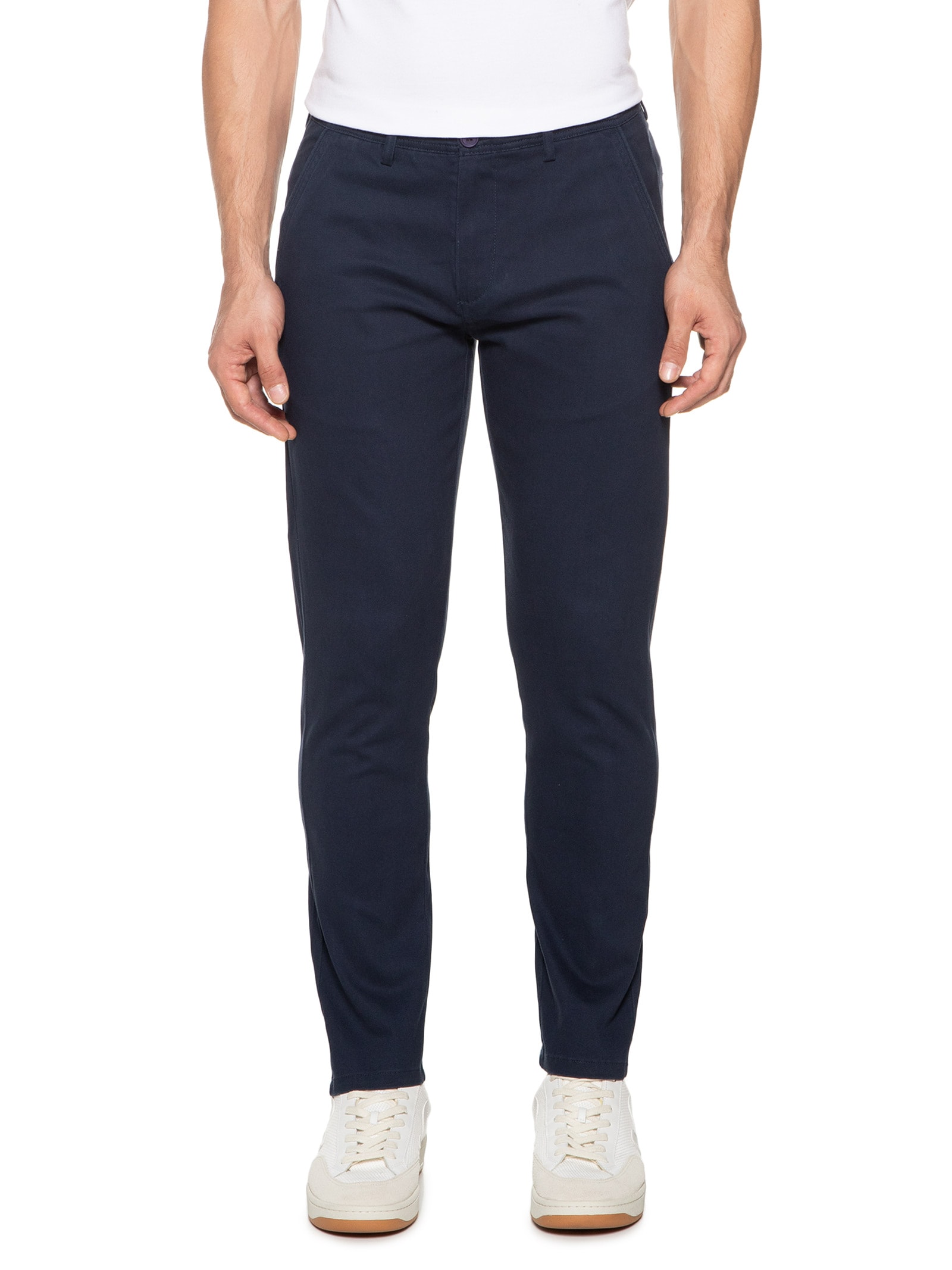 Calça Masculina Em Sarja Modelo Chino Azul '2 Essential