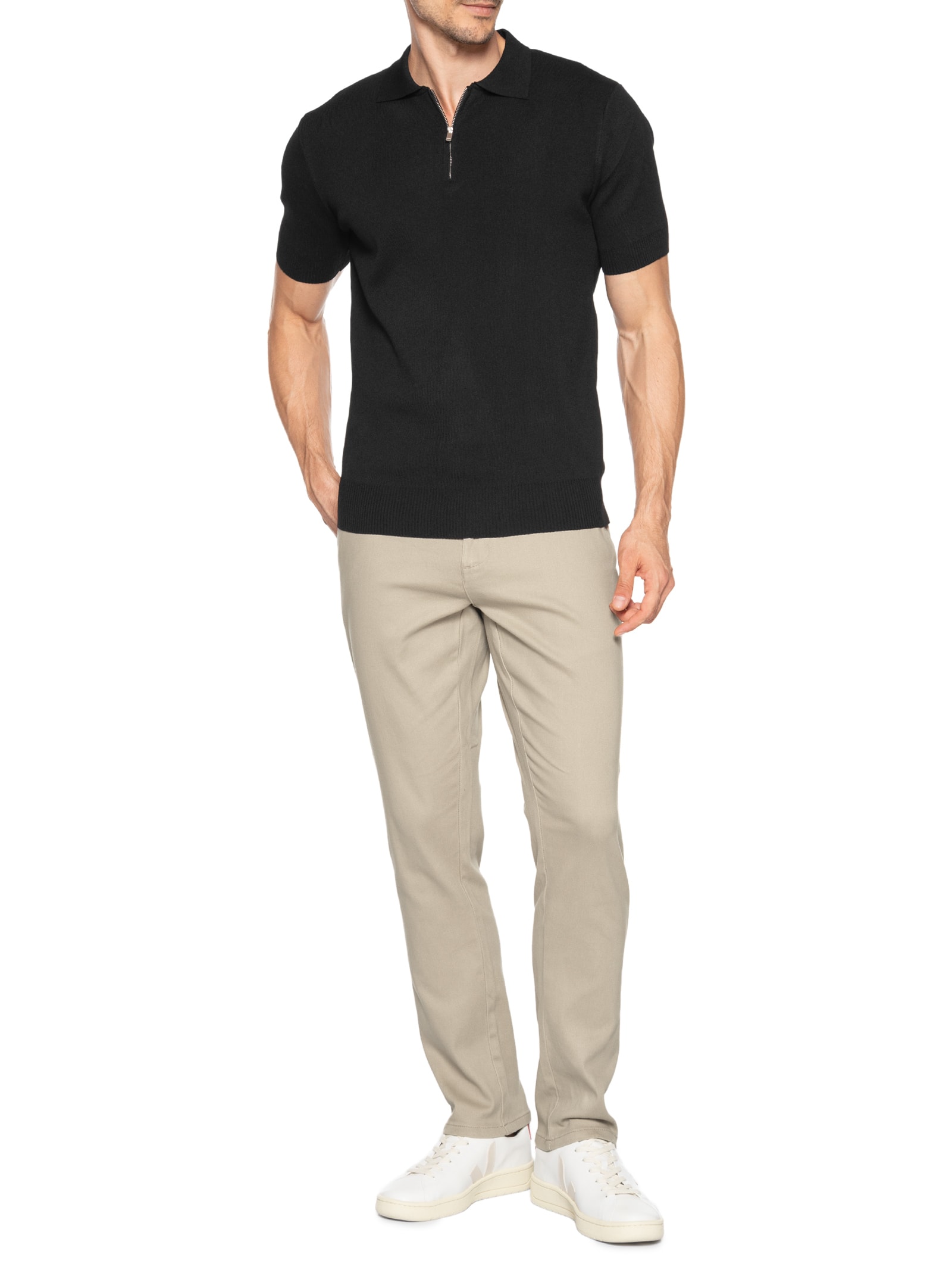 Calça Masculina Em Sarja Modelo Chino Bege '2 Essential