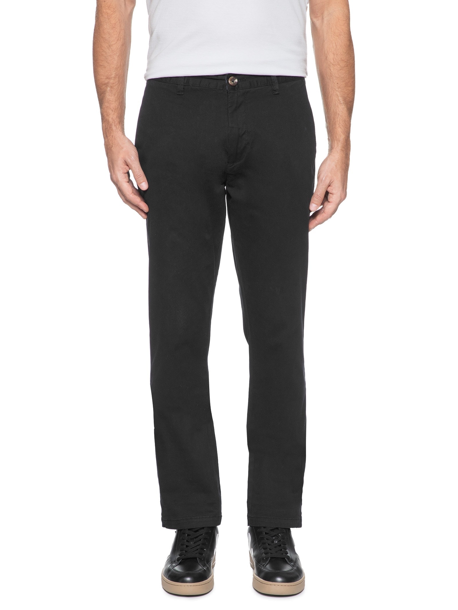 Calça Masculina Em Sarja Reta Preto '2 Essential