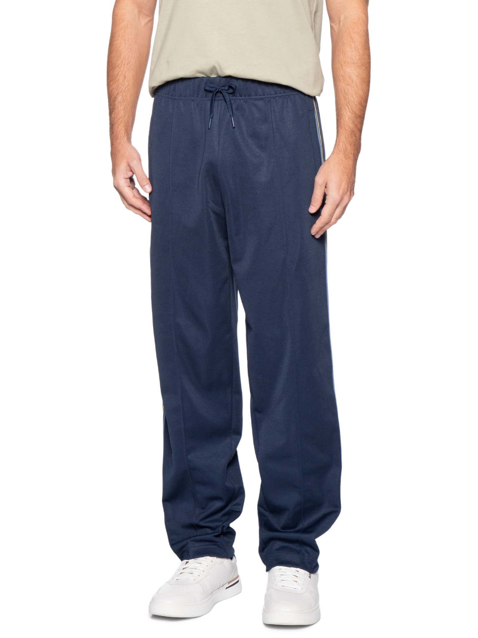 Calça Masculina Esportiva Detalhe Faixa Dupla Azul Fred Perry
