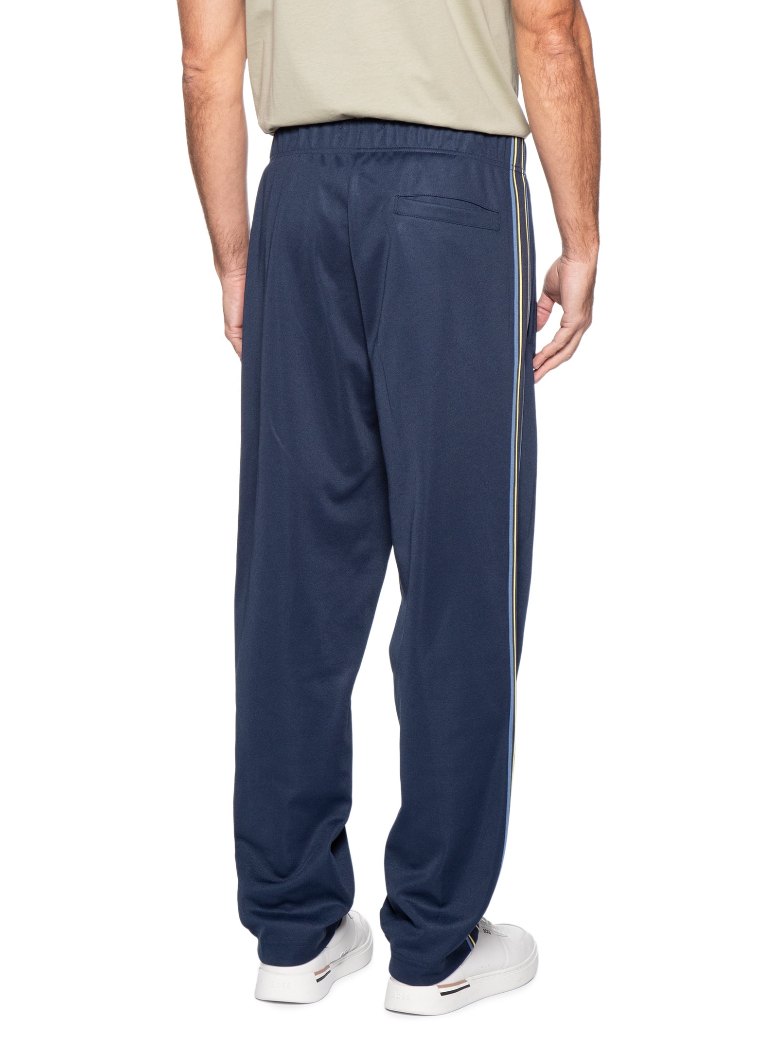 Calça Masculina Esportiva Detalhe Faixa Dupla Azul Fred Perry