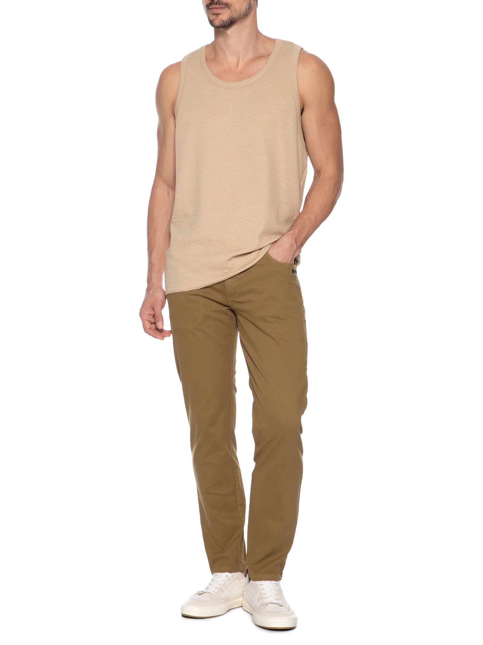 Calça Masculina Five Pockets Color Lisa Bege Osklen