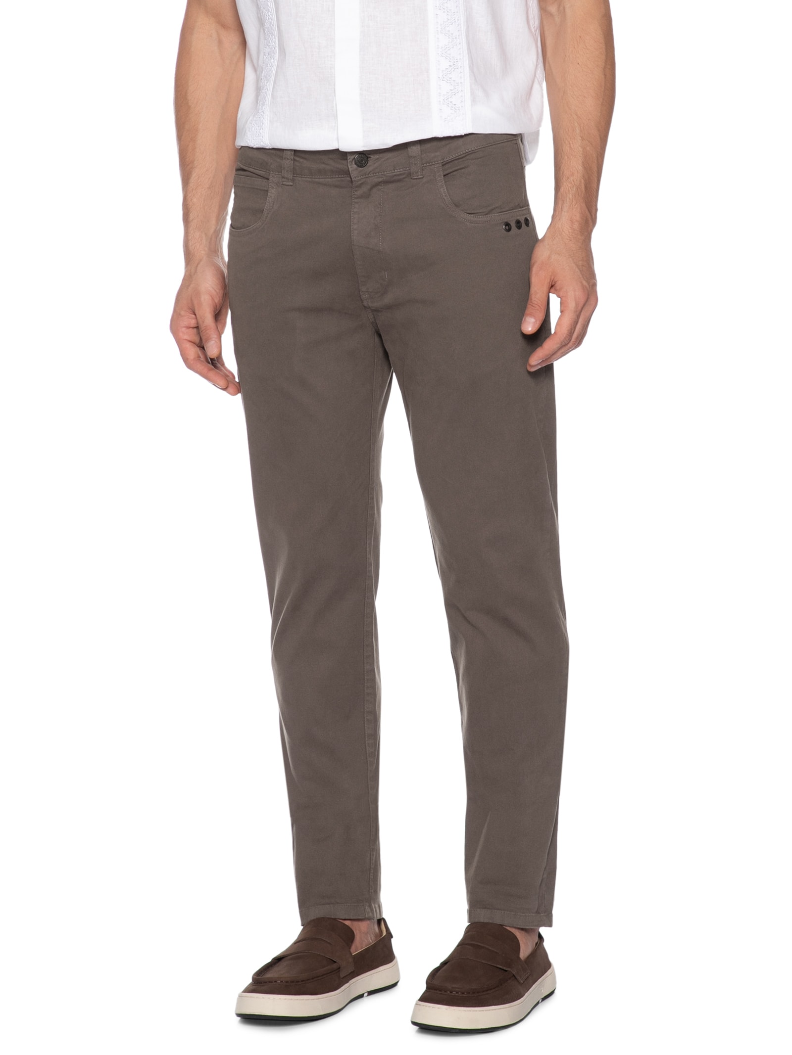 Calça Masculina Five Pockets Color Lisa Marrom Osklen