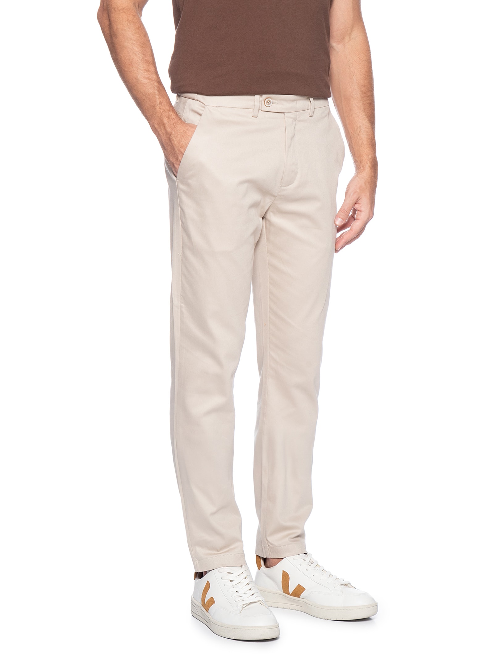 Calça Masculina Flexsense Tamanho Ajustável Chino Slim Bege  '2 Essential