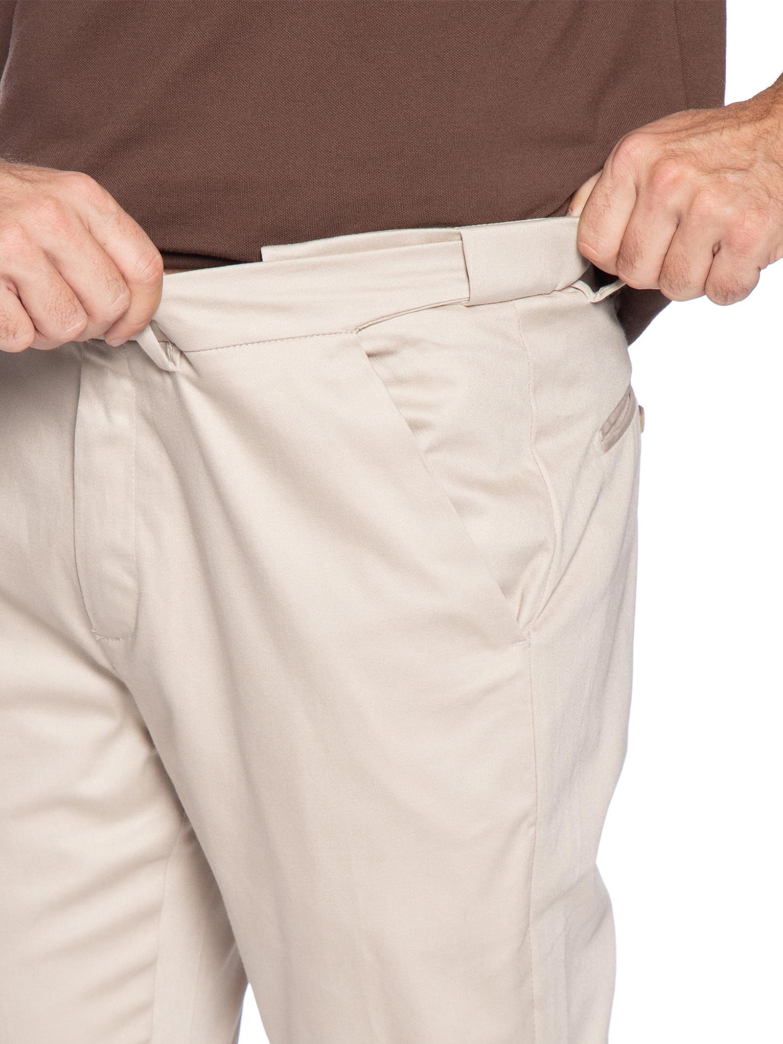 Calça Masculina Flexsense Tamanho Ajustável Chino Slim Bege  '2 Essential