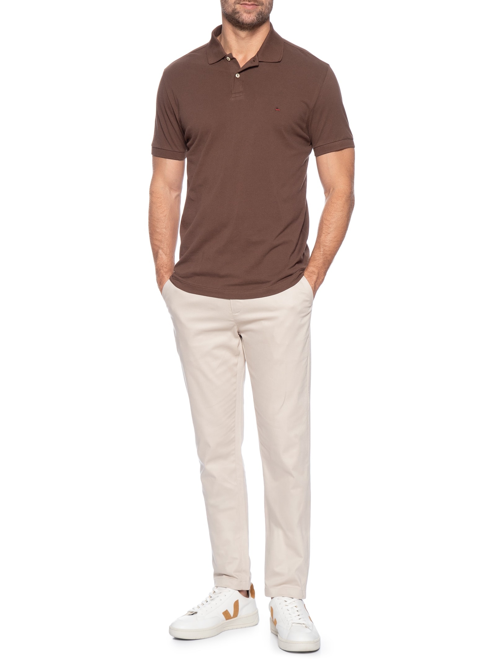 Calça Masculina Flexsense Tamanho Ajustável Chino Slim Bege  '2 Essential