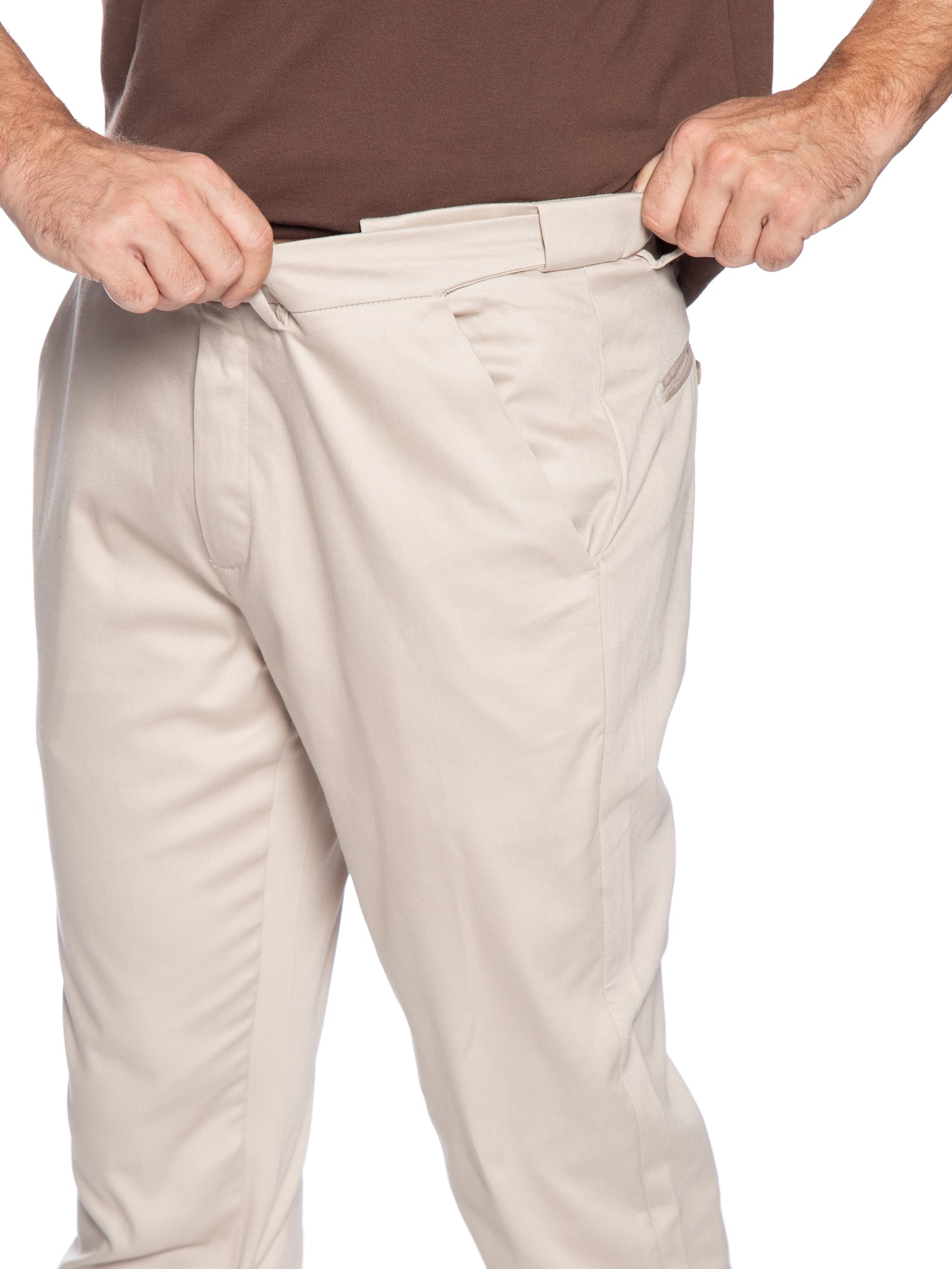 Calça Masculina Flexsense Tamanho Ajustável Chino Slim Bege  '2 Essential