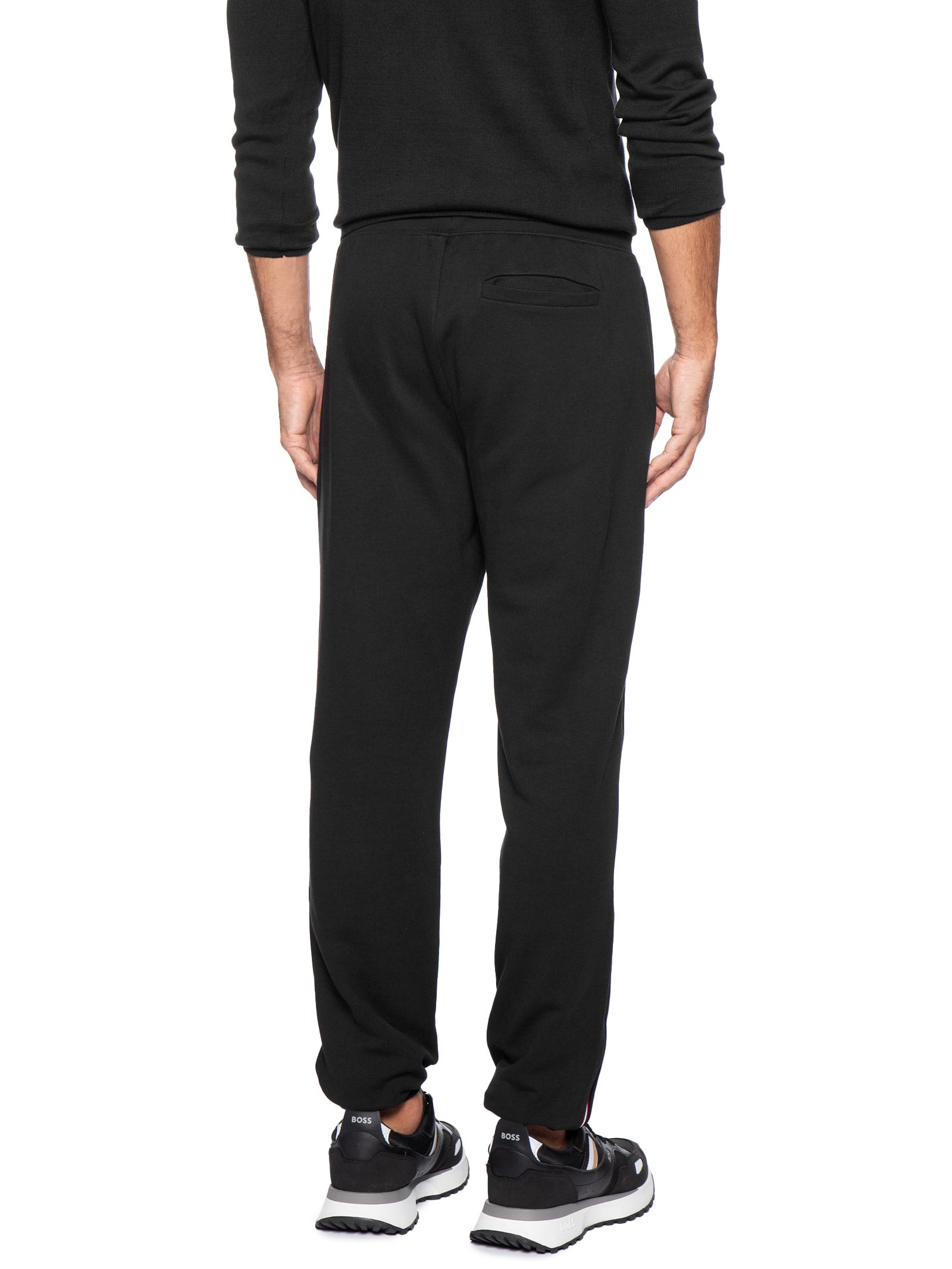 Calça Masculina Global Stripe em Moletom – Preto Tommy Hilfiger