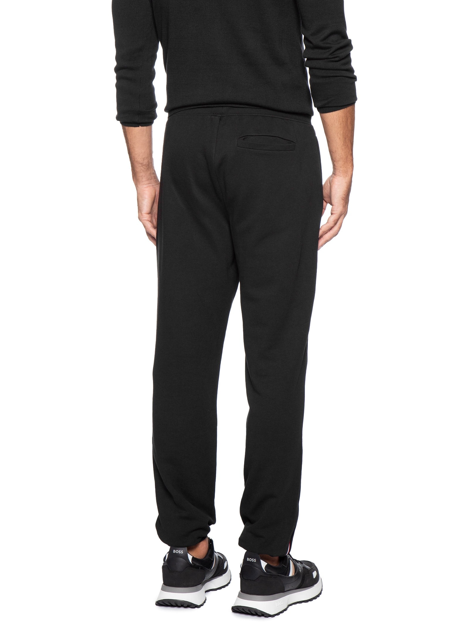 Calça Masculina Global Stripe em Moletom – Preto Tommy Hilfiger