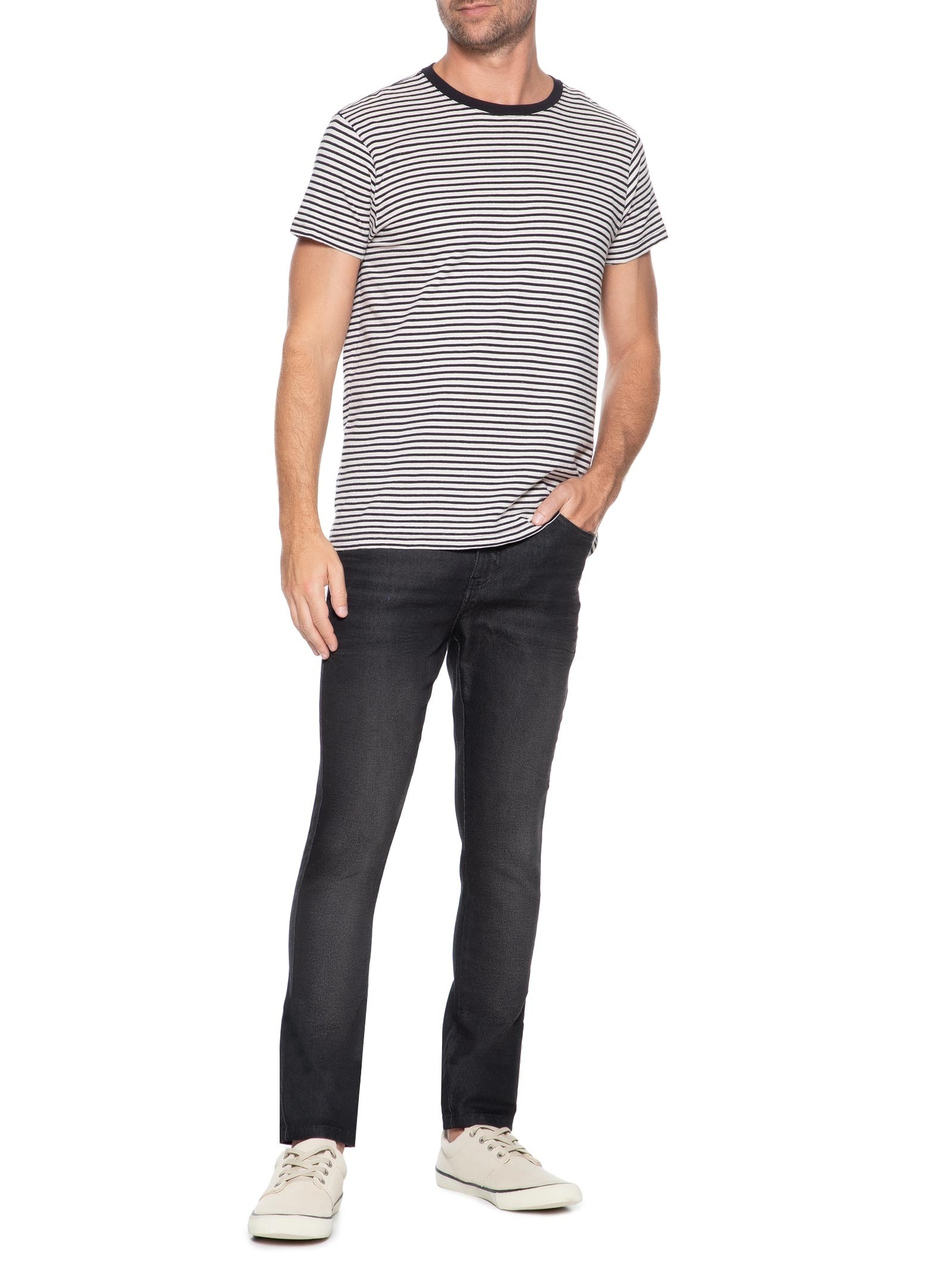 Calça Masculina Jeans Flex Dirty Preto Foxton