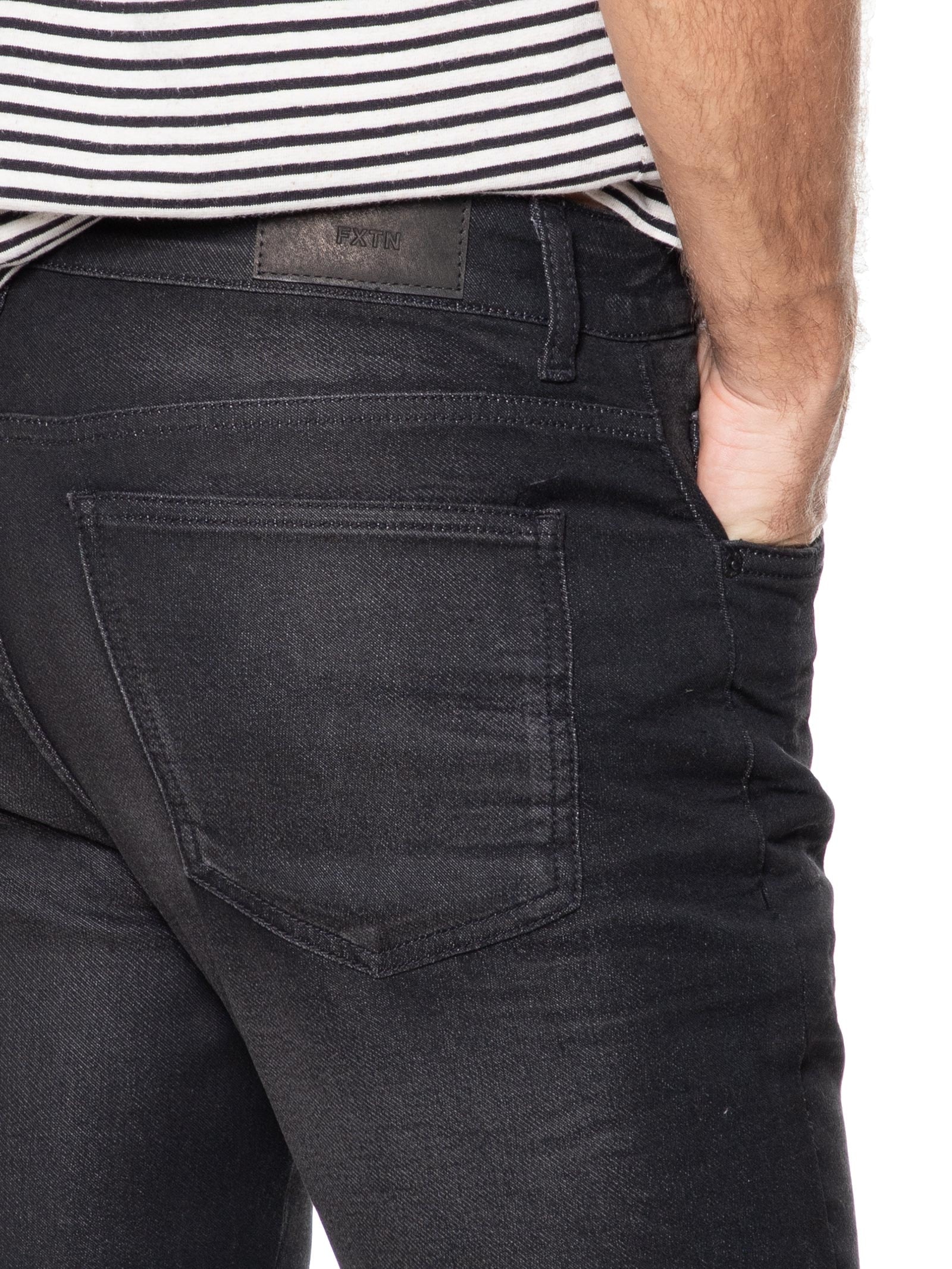 Calça Masculina Jeans Flex Dirty Preto Foxton