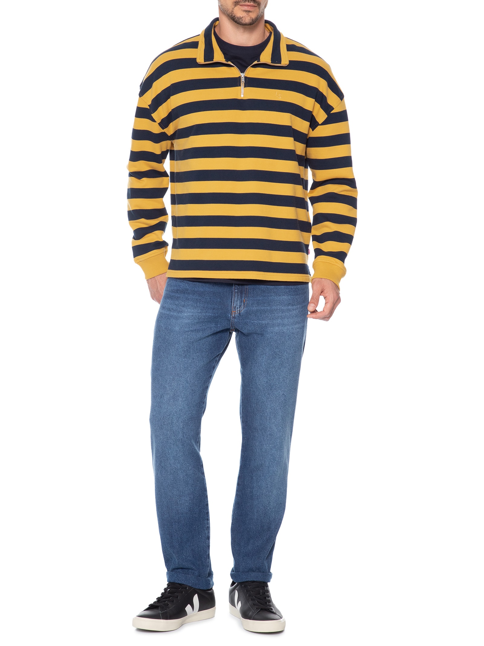 Calça Masculina Jeans Reta Five Pockets Azul Basiq Men