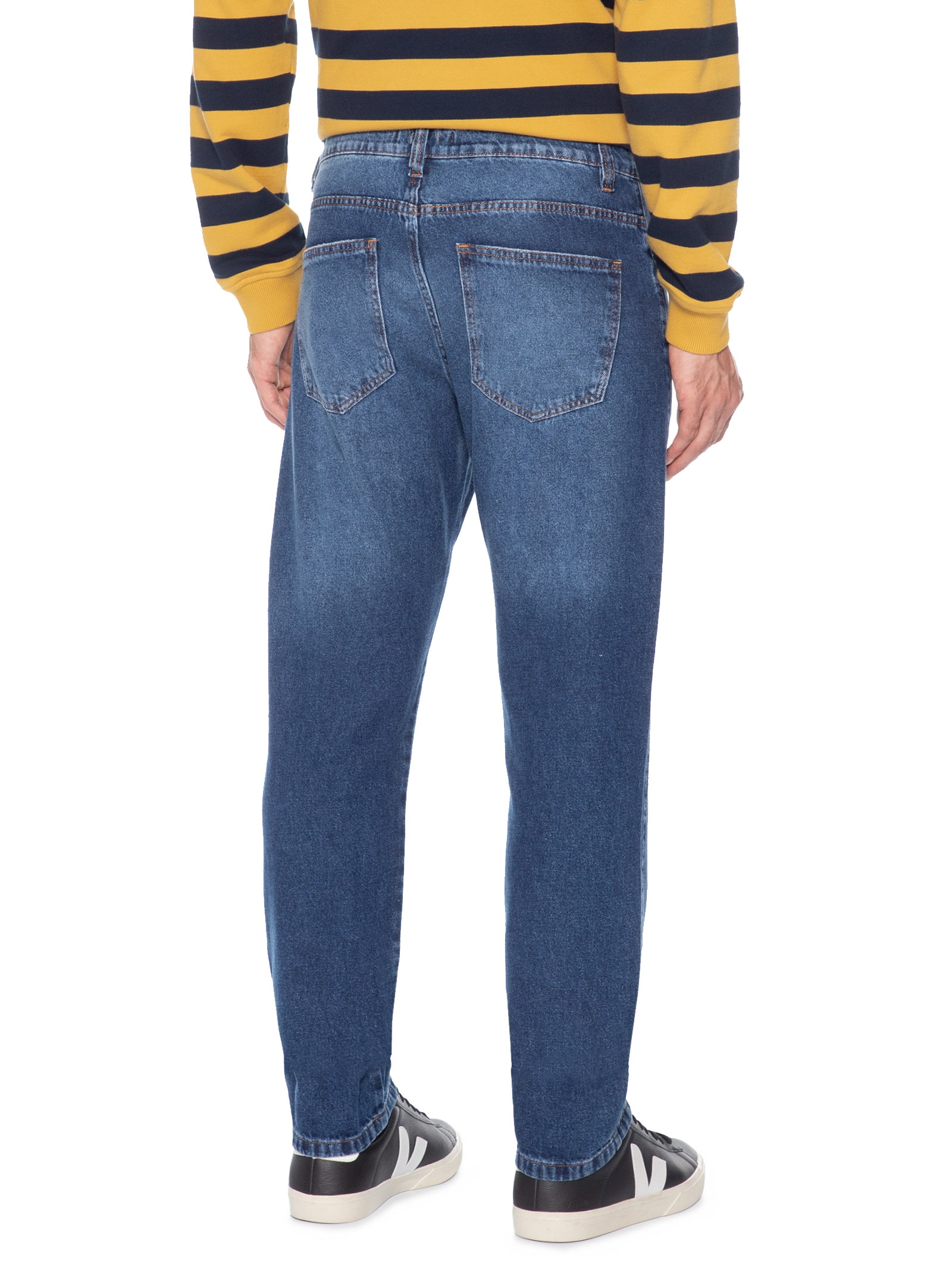 Calça Masculina Jeans Reta Five Pockets Azul Basiq Men