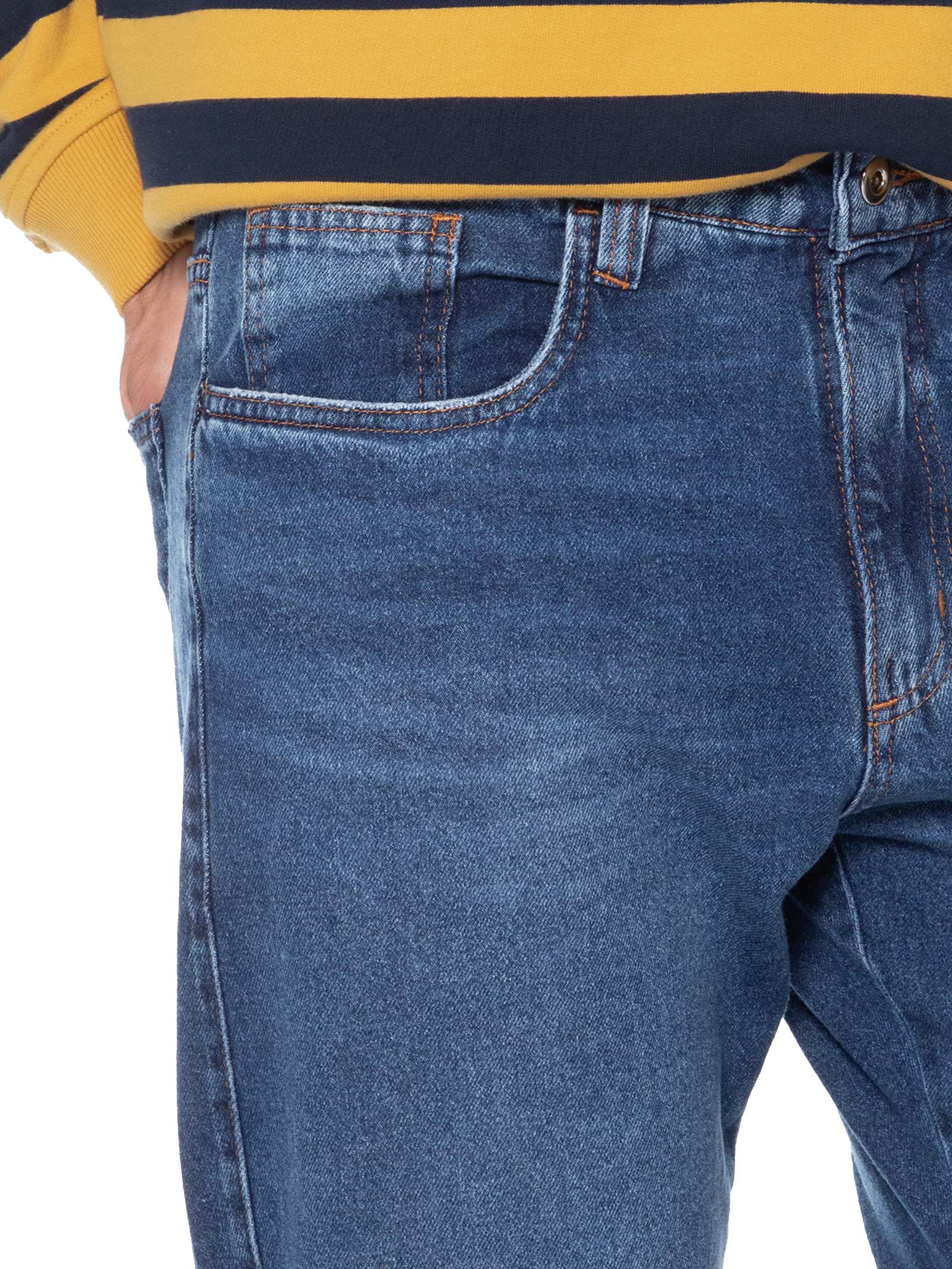Calça Masculina Jeans Reta Five Pockets Azul Basiq Men