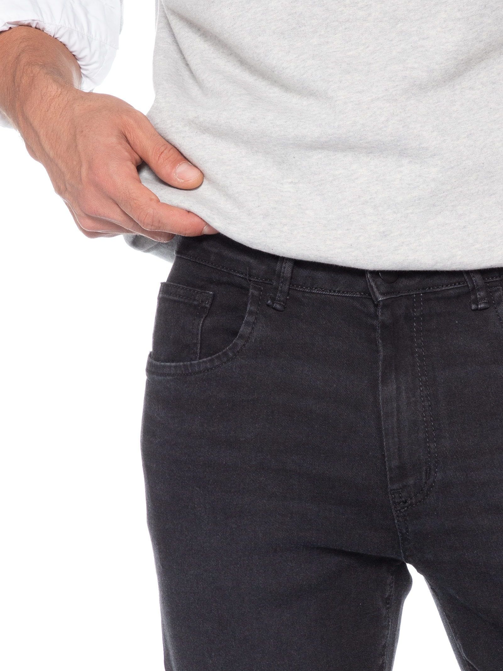 Calça Masculina Jeans Reta Five Pockets Preto Basiq Men