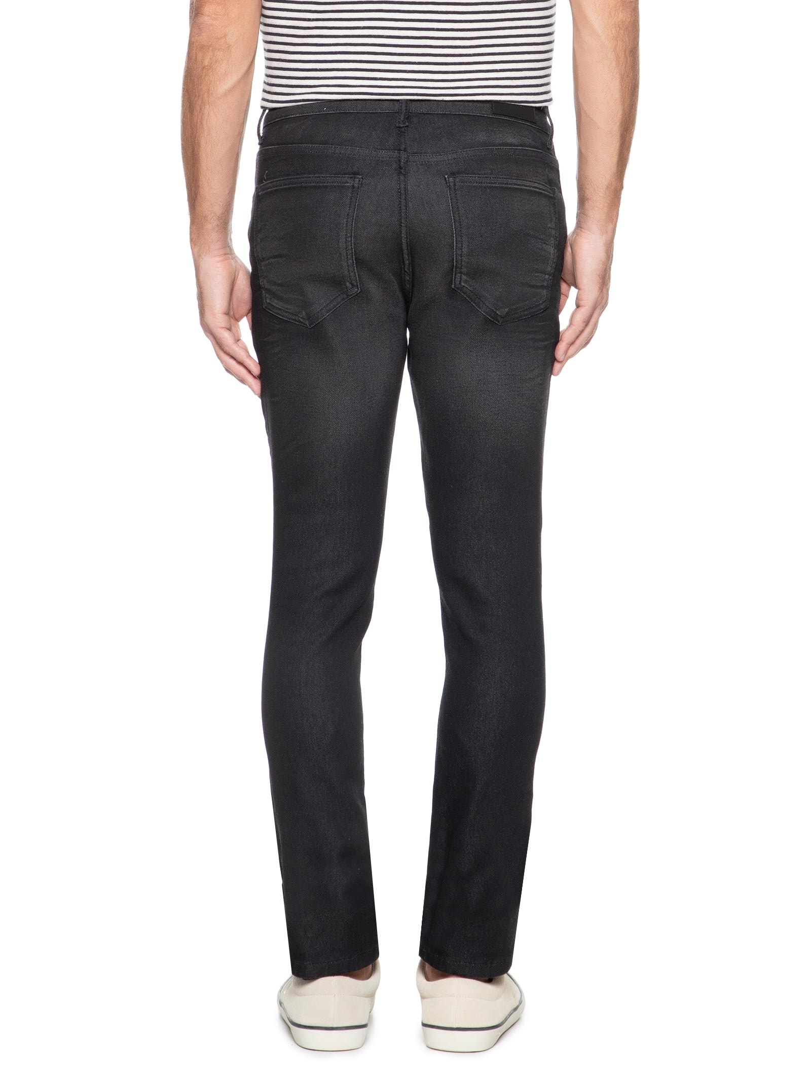 Calça Masculina Jeans Skinny Flex Dirty Black Preto Foxton