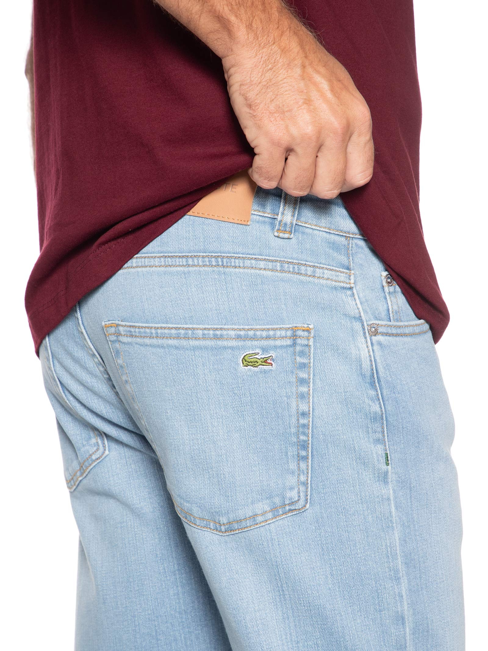 Calça Masculina Jeans Slim Fit 5 Pockets Azul Lacoste