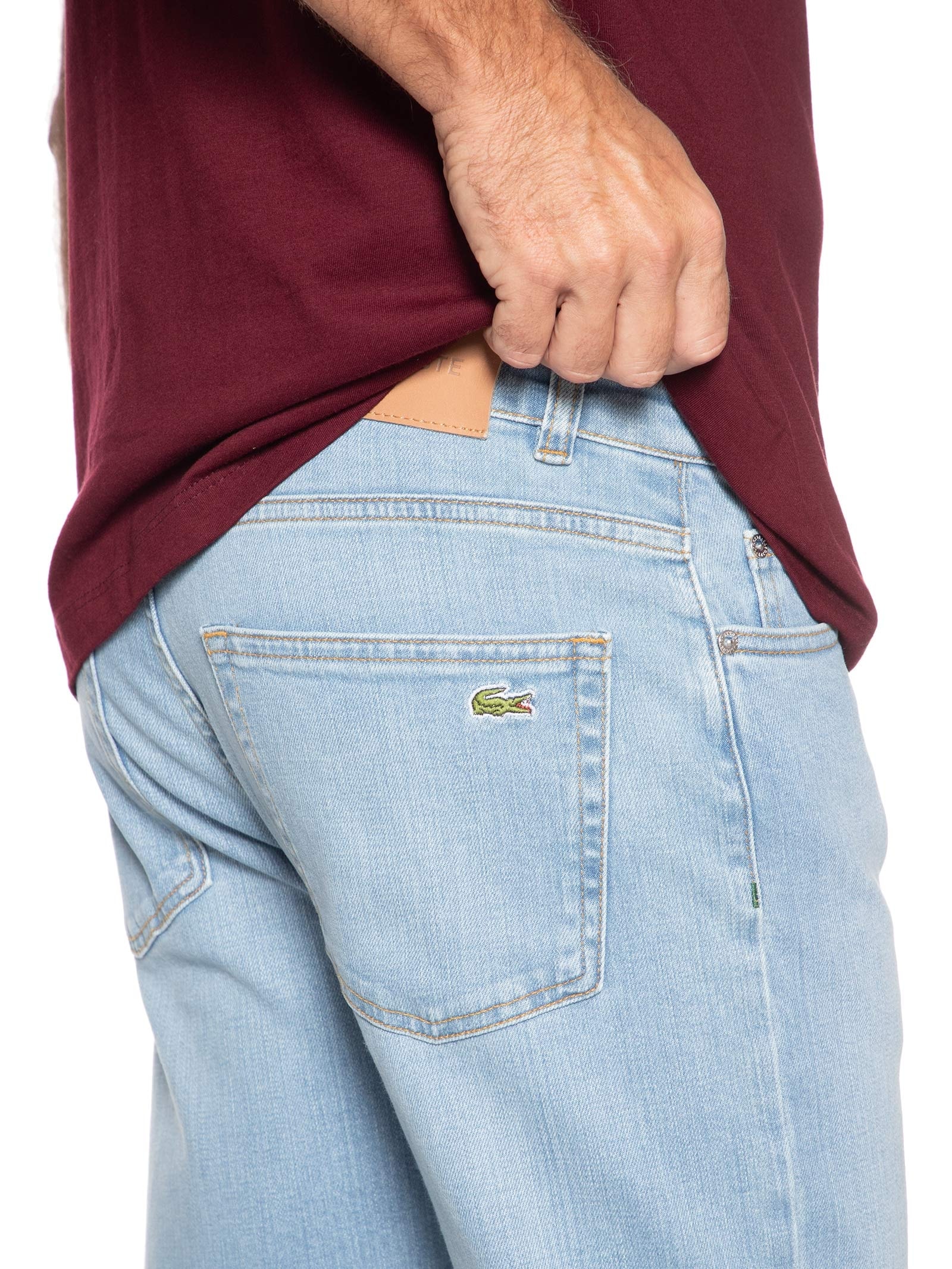 Calça Masculina Jeans Slim Fit 5 Pockets Azul Lacoste