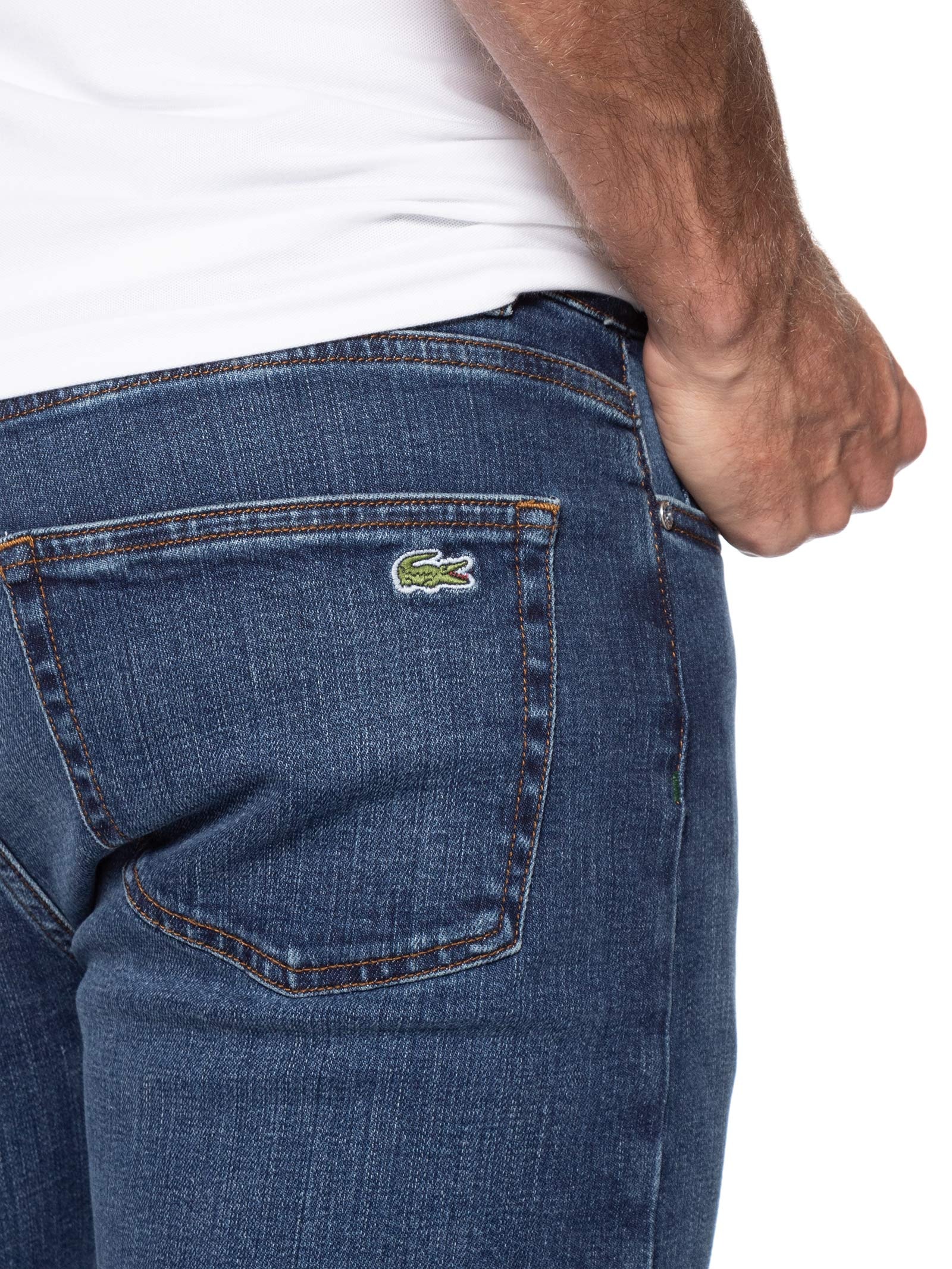 Calça Masculina Jeans Slim Fit 5 Pockets Azul Lacoste