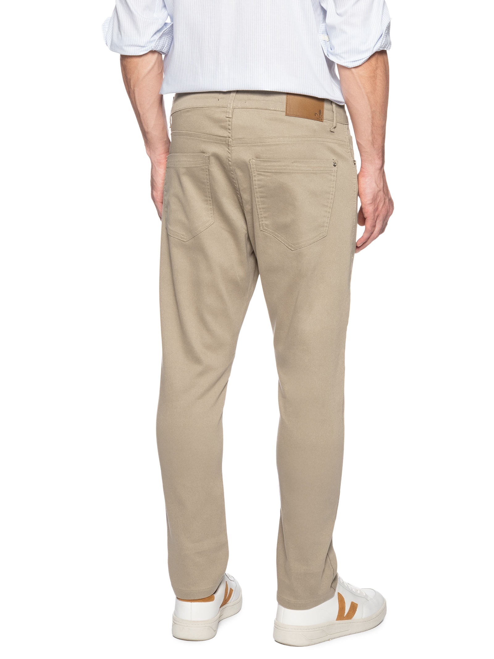 Calça Masculina Jeans Slim Fit Acetinada Bege Dudalina