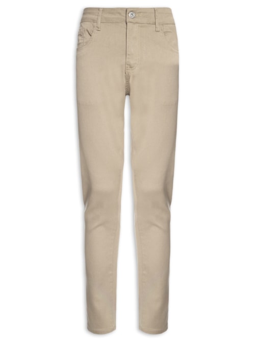 Calça Masculina Jeans Slim Fit Acetinada – Bege