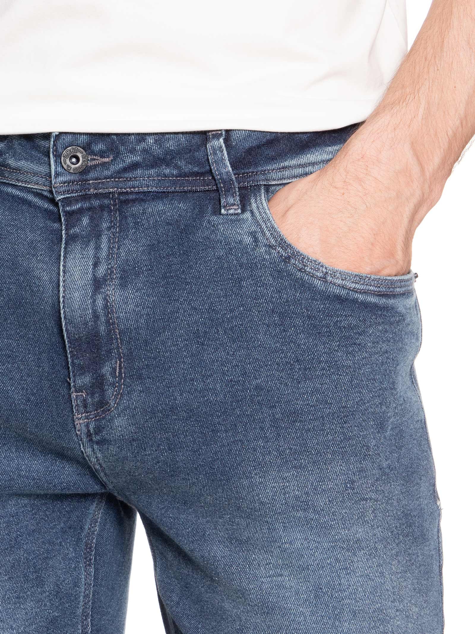 Calça Masculina Jeans Slim Fit Smoke Blue Azul Sergio K