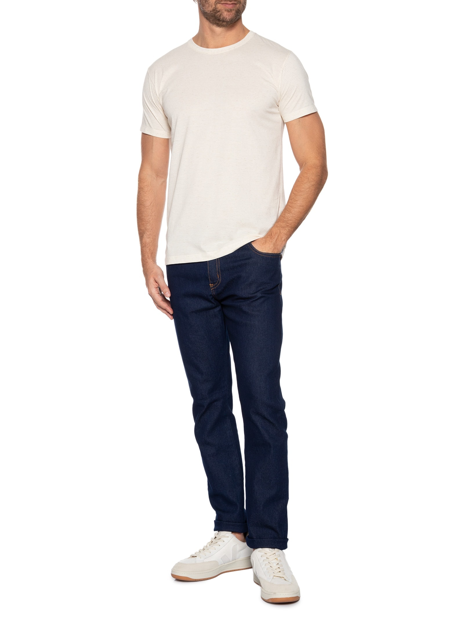 Calça Masculina Jeans Strech Slim Azul Basiq Men