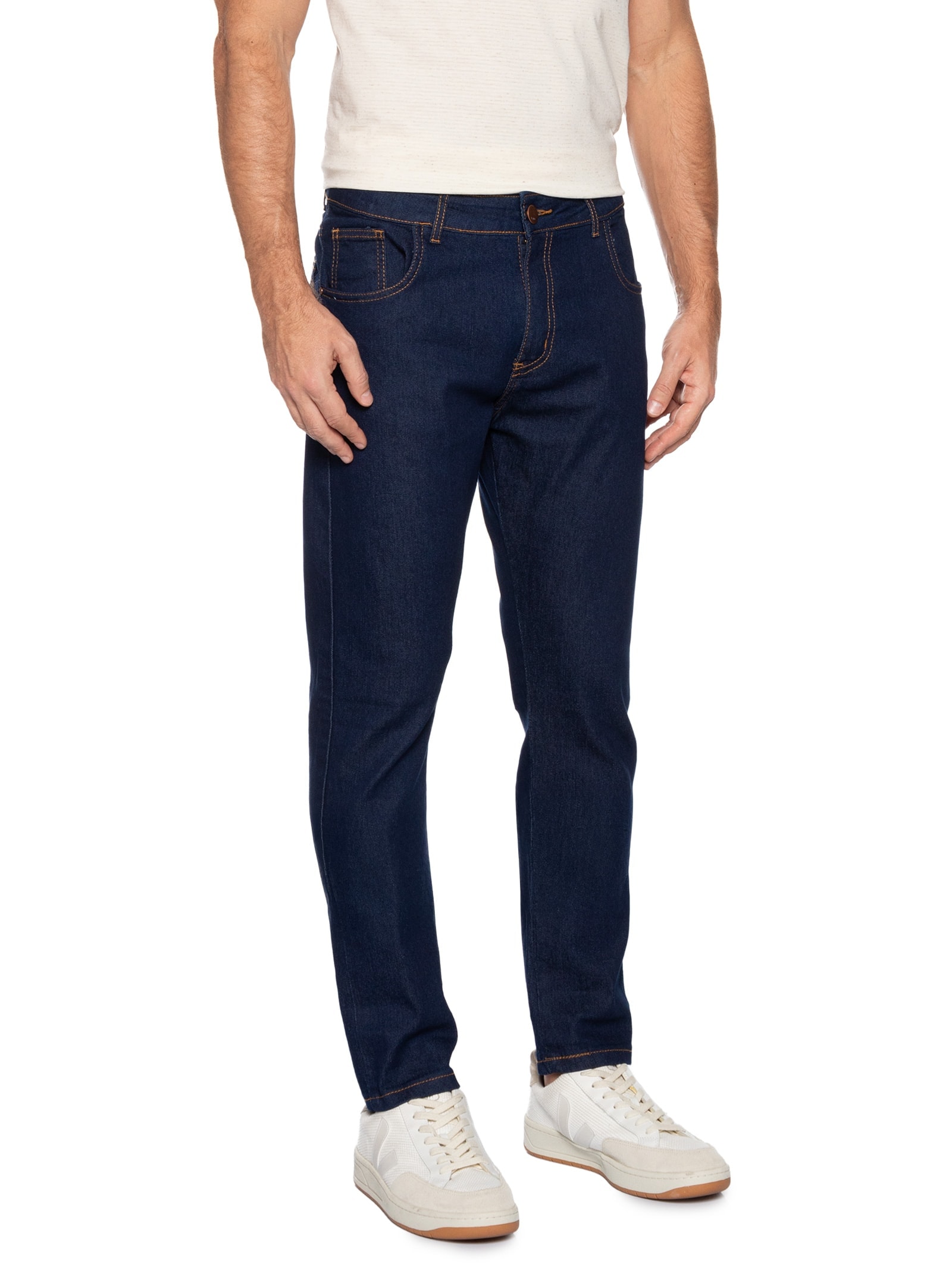 Calça Masculina Jeans Strech Slim Azul Basiq Men