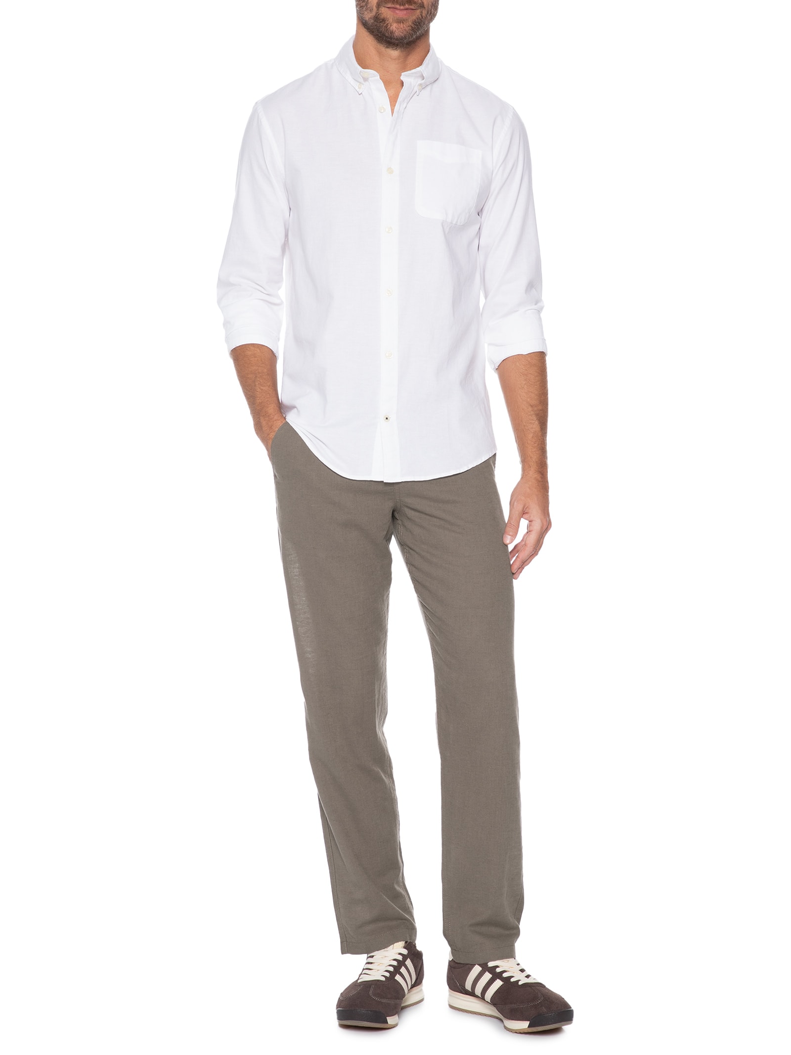 Calça Masculina Jogger Blend De Linho Bege Jack & Jones