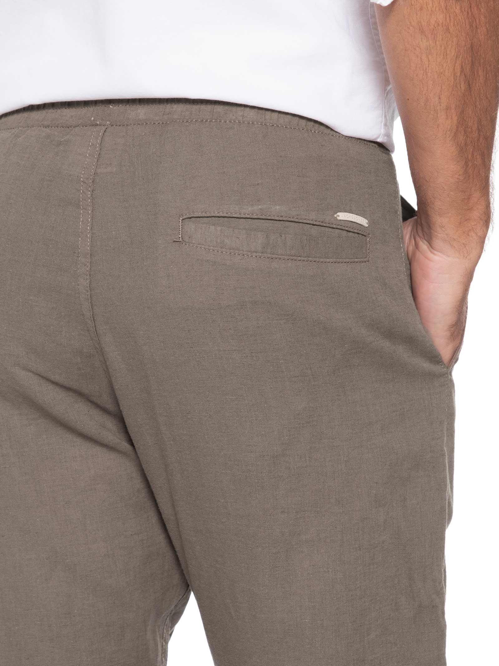Calça Masculina Jogger Blend De Linho Bege Jack & Jones