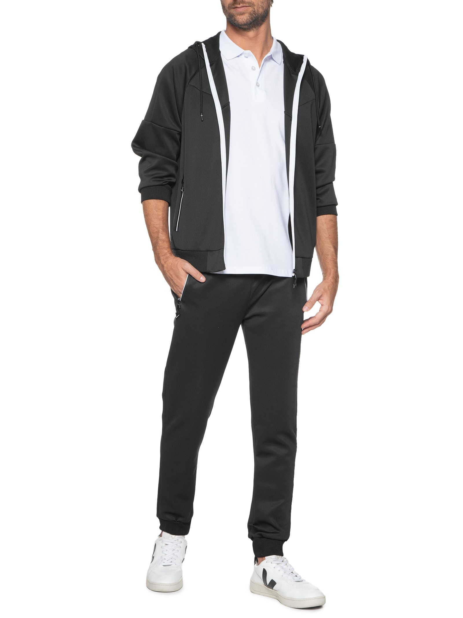 2 Essential - Calça Masculina Jogger Em Neoprene - Preto