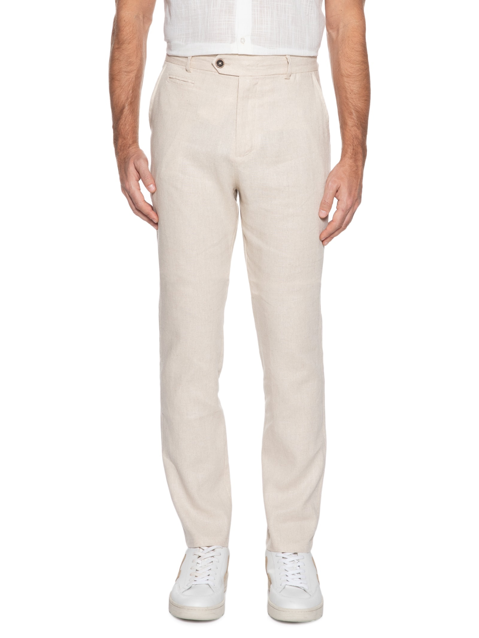 Calça Masculina Linho Clássica Bege Foxton