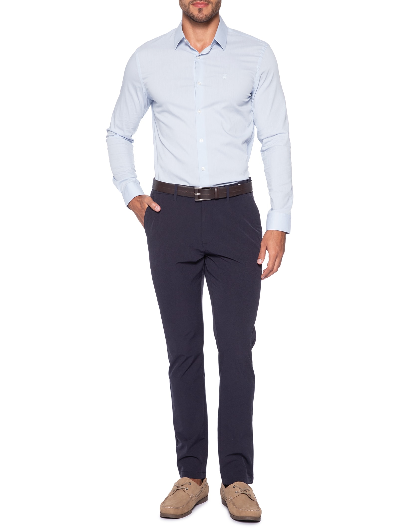 Calça Masculina Malha Tech Reta Azul '2 Essential