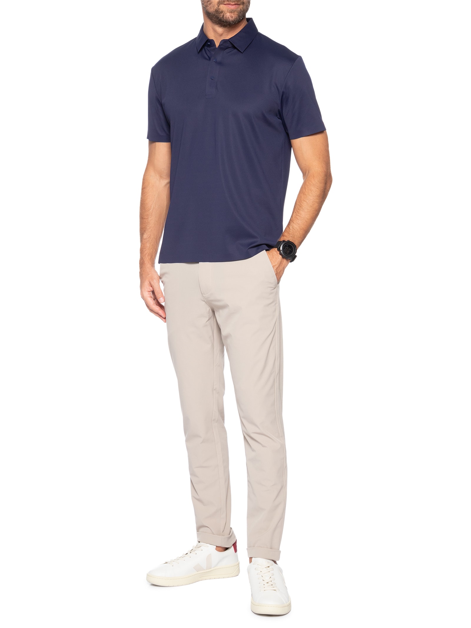 Calça Masculina Malha Tech Reta Bege '2 Essential