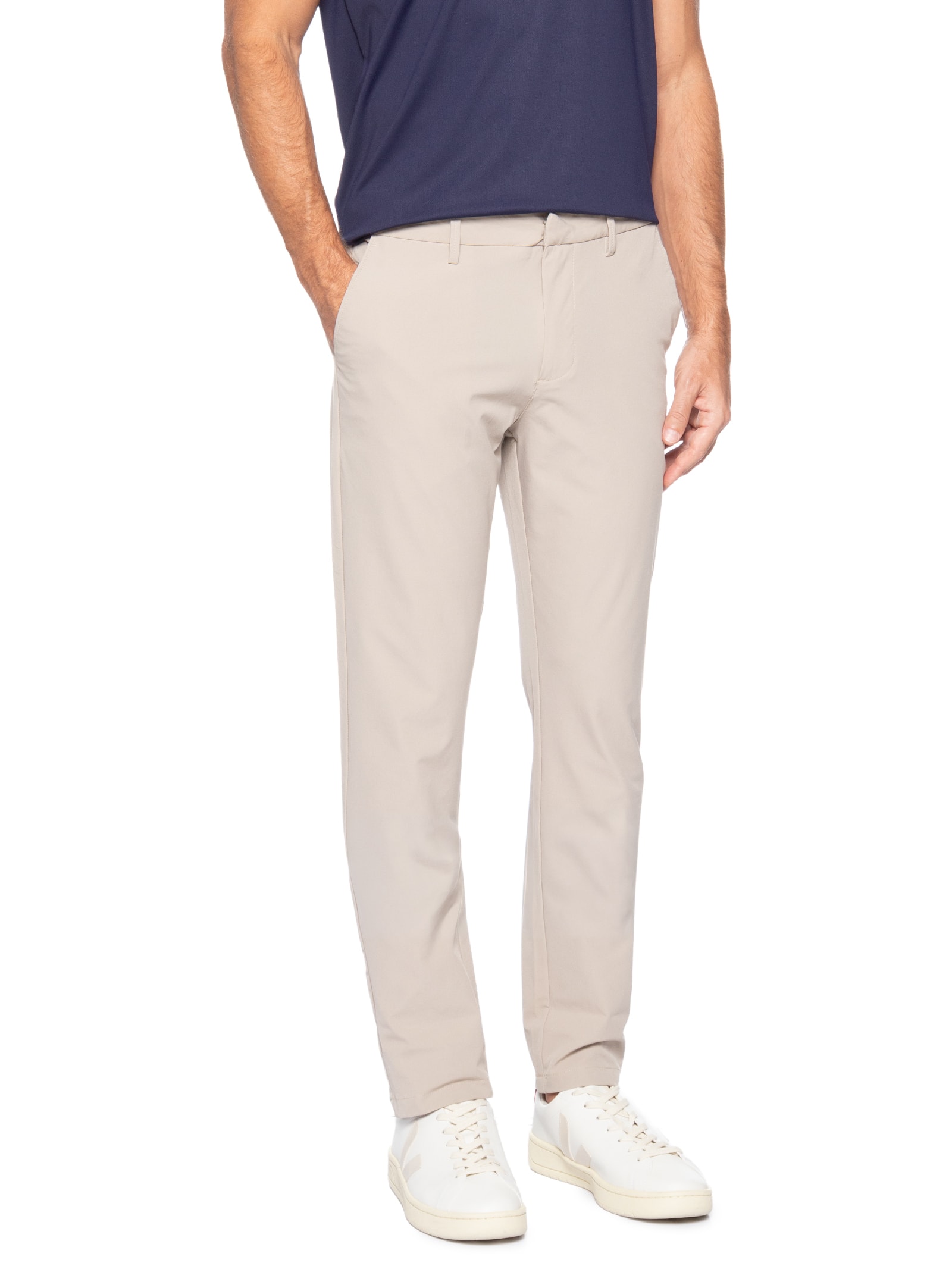 Calça Masculina Malha Tech Reta Bege '2 Essential