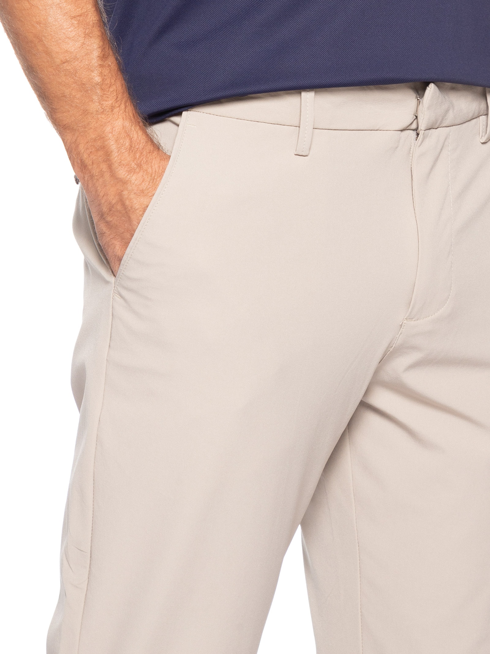 Calça Masculina Malha Tech Reta Bege '2 Essential