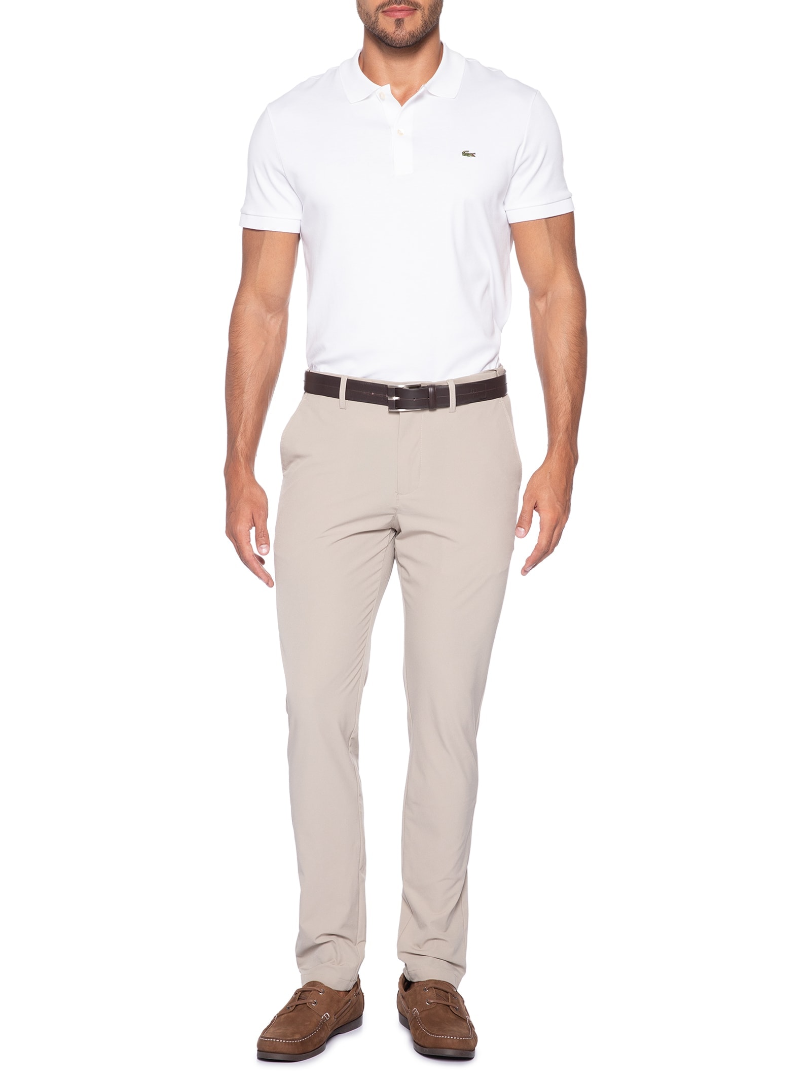 Calça Masculina Malha Tech Reta Bege '2 Essential
