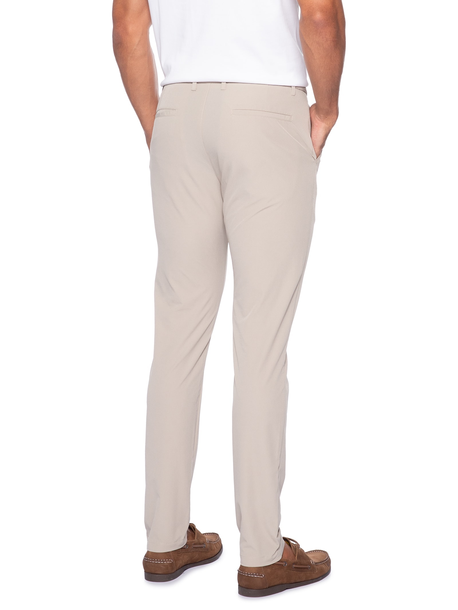 Calça Masculina Malha Tech Reta Bege '2 Essential