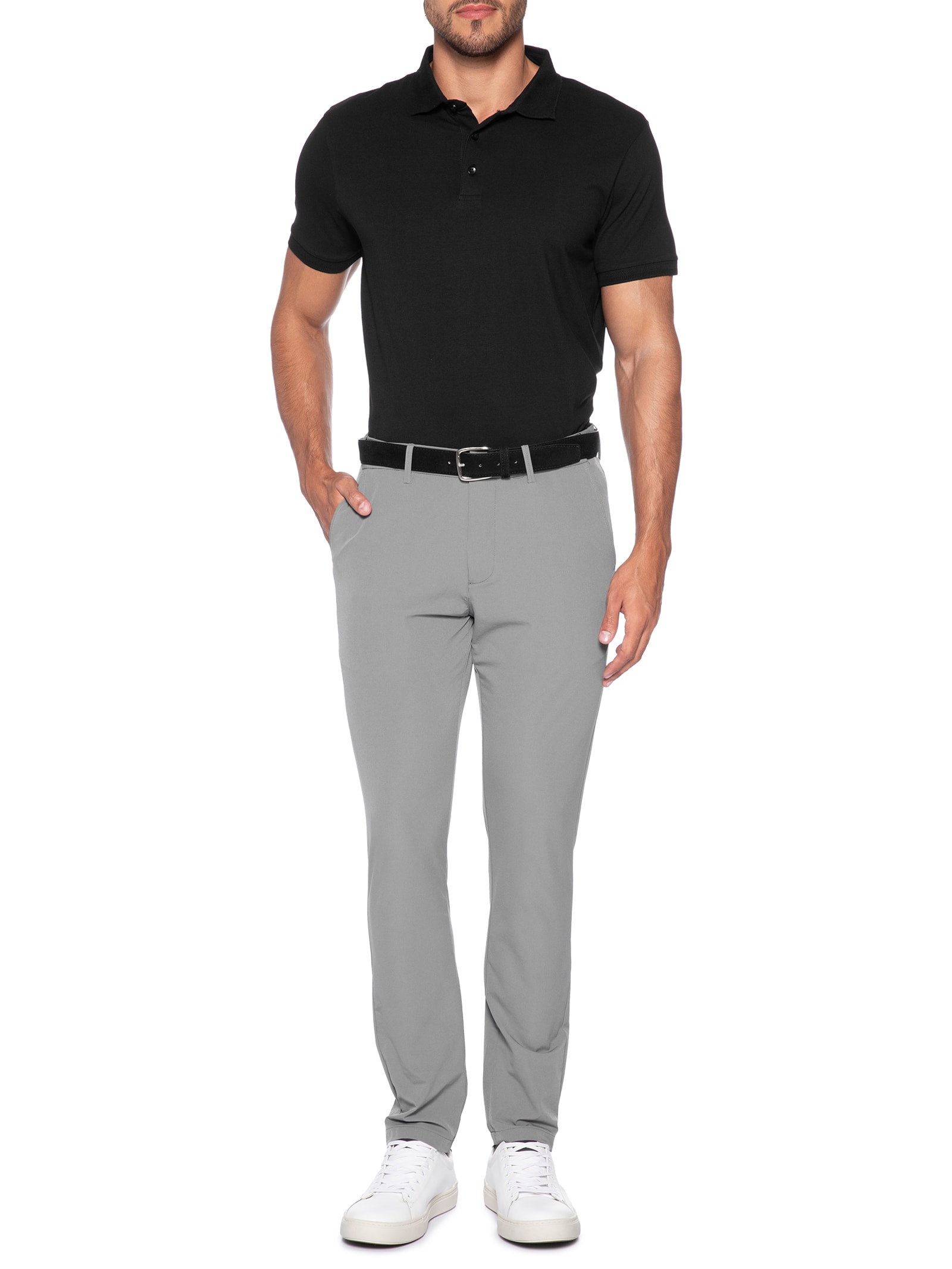 Calça Masculina Malha Tech Reta Cinza 2 Essential '2 Essential