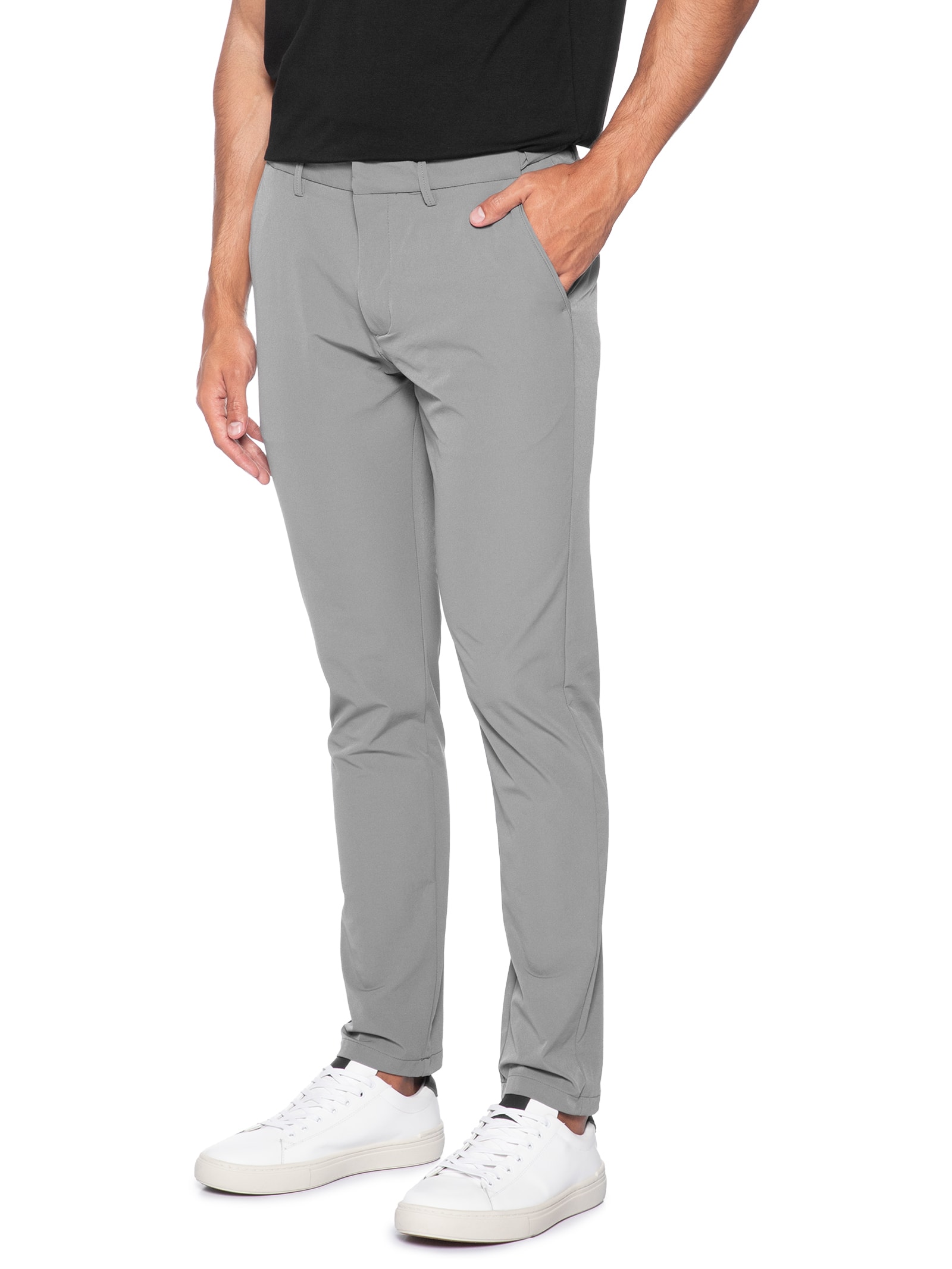 Calça Masculina Malha Tech Reta Cinza 2 Essential '2 Essential