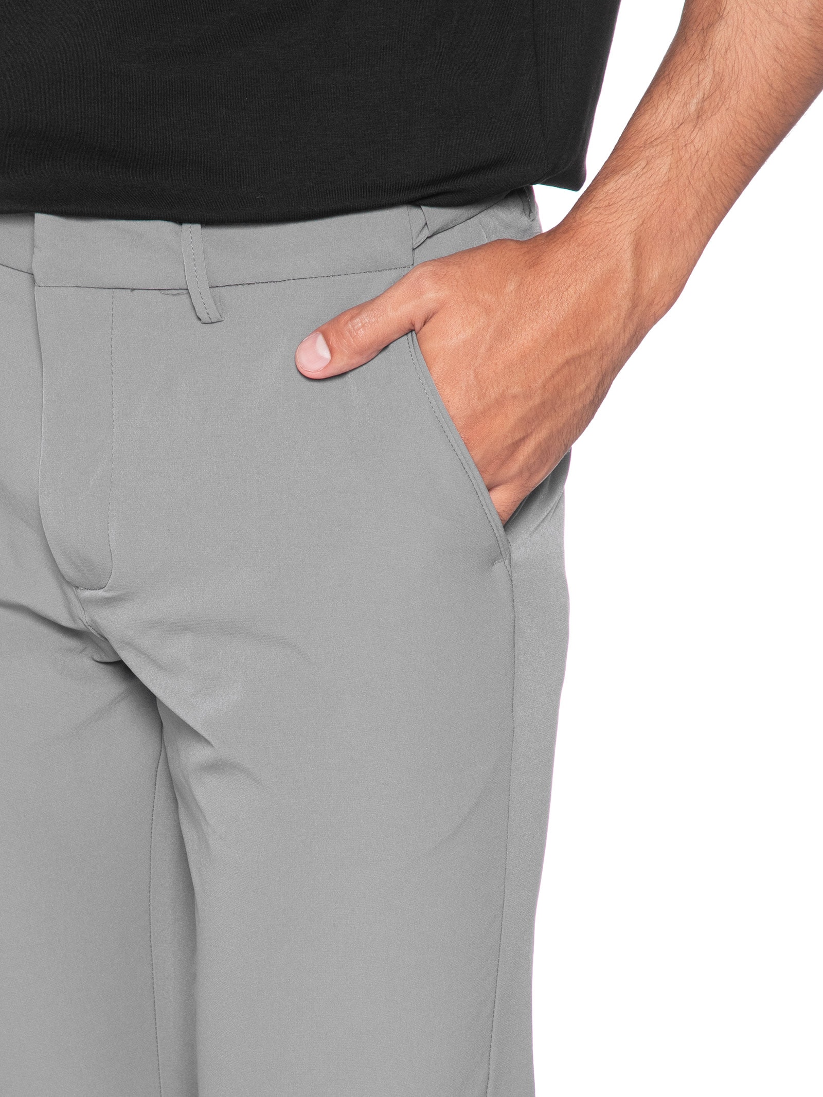 Calça Masculina Malha Tech Reta Cinza 2 Essential '2 Essential