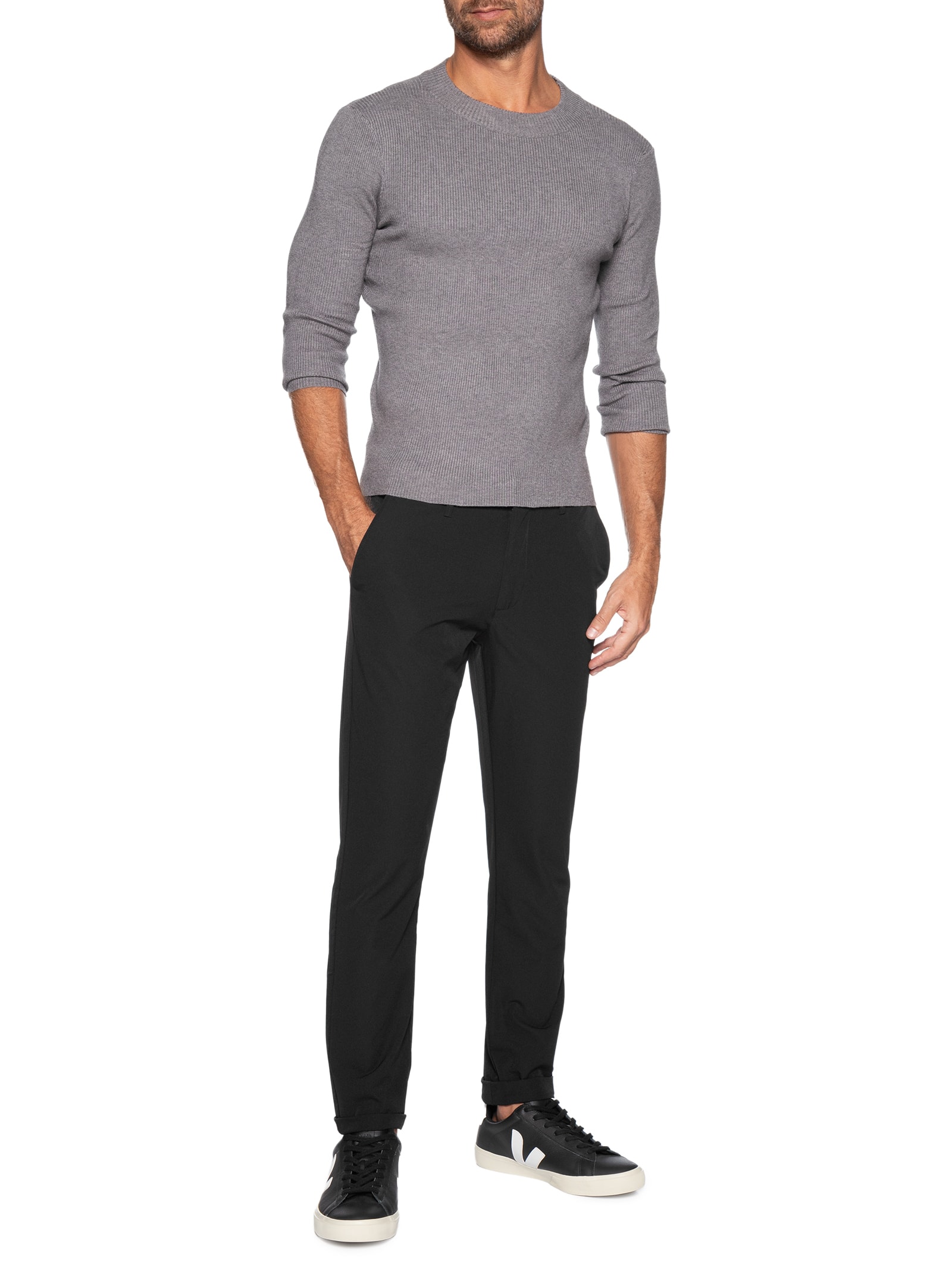 Calça Masculina Malha Tech Reta Preto '2 Essential