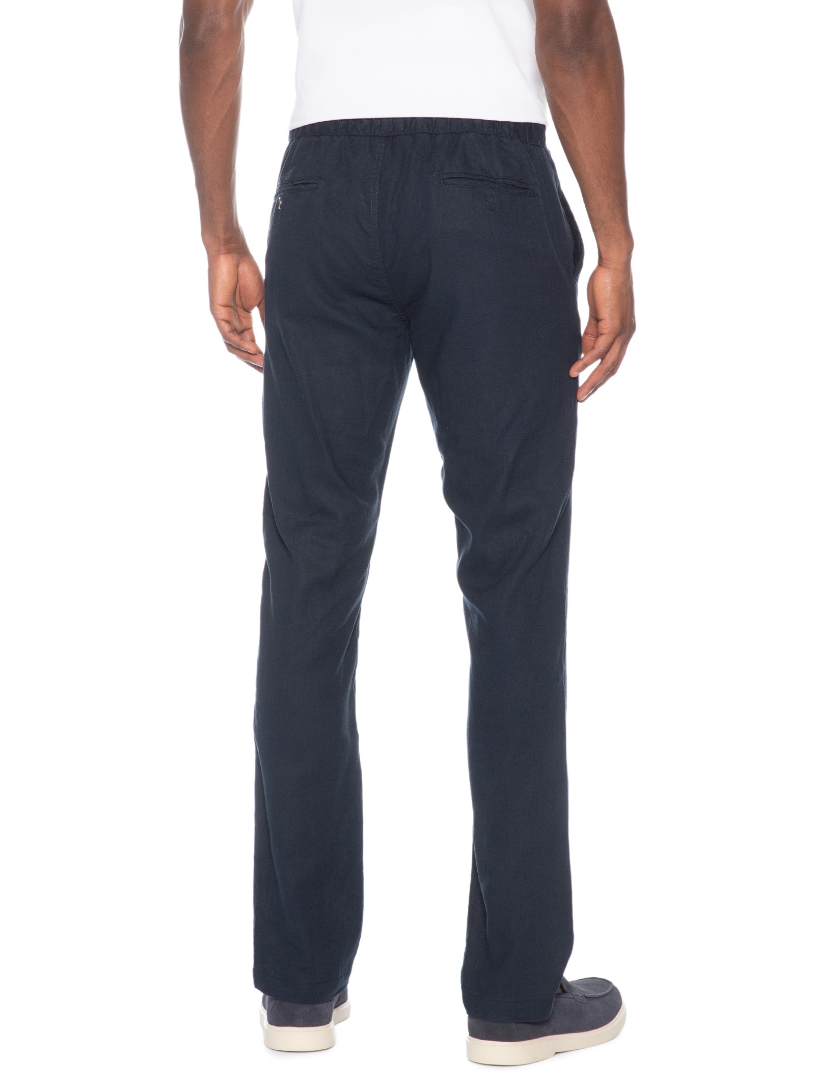 Calça Masculina Misto Linho Reta Azul '2 Essential