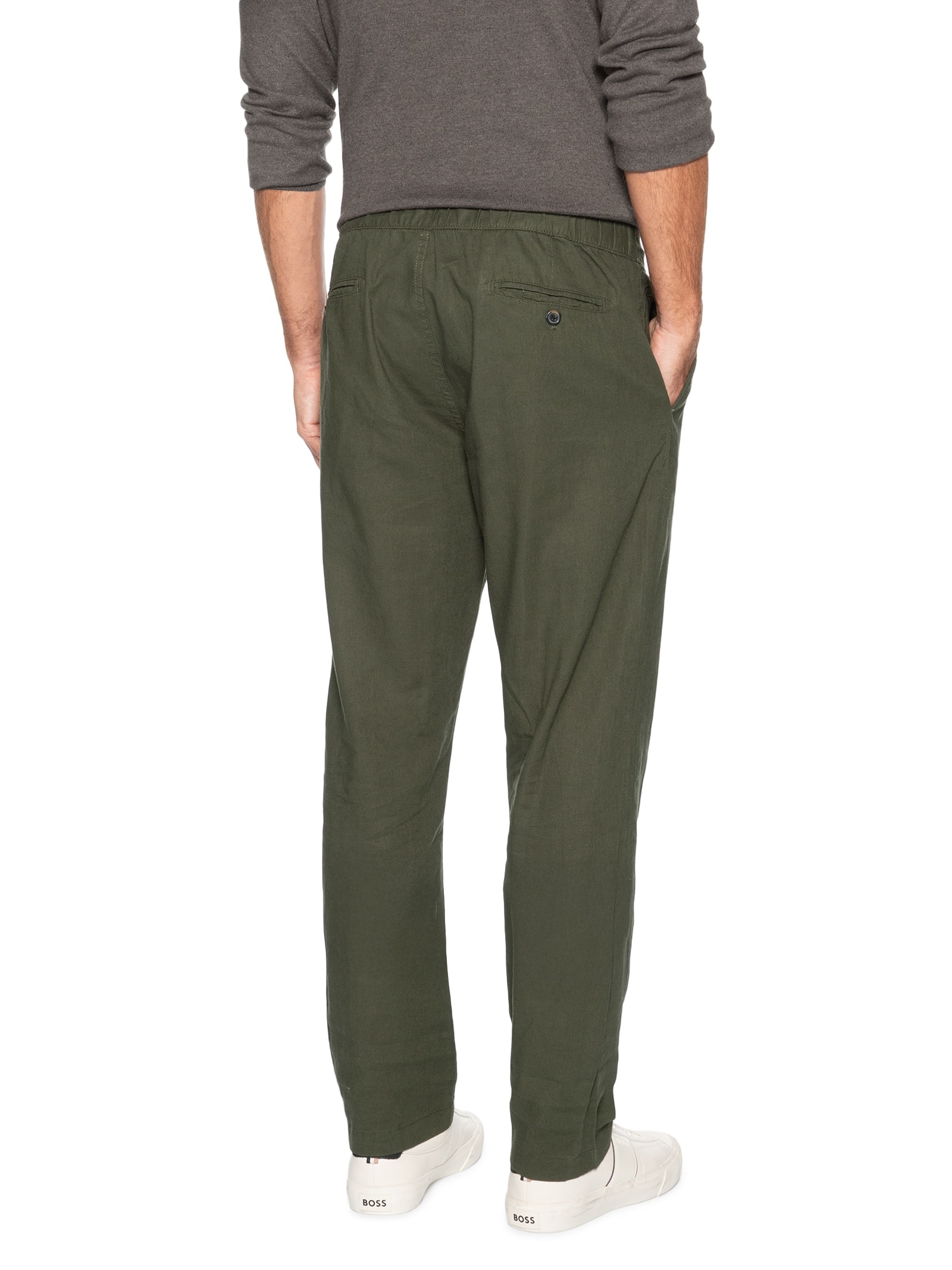 Calça Masculina Misto Linho Reta Verde '2 Essential