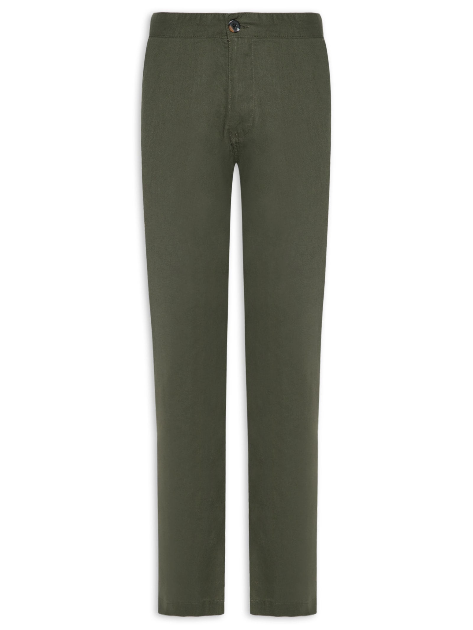 Calça Masculina Misto Linho Reta – Verde '2 Essential