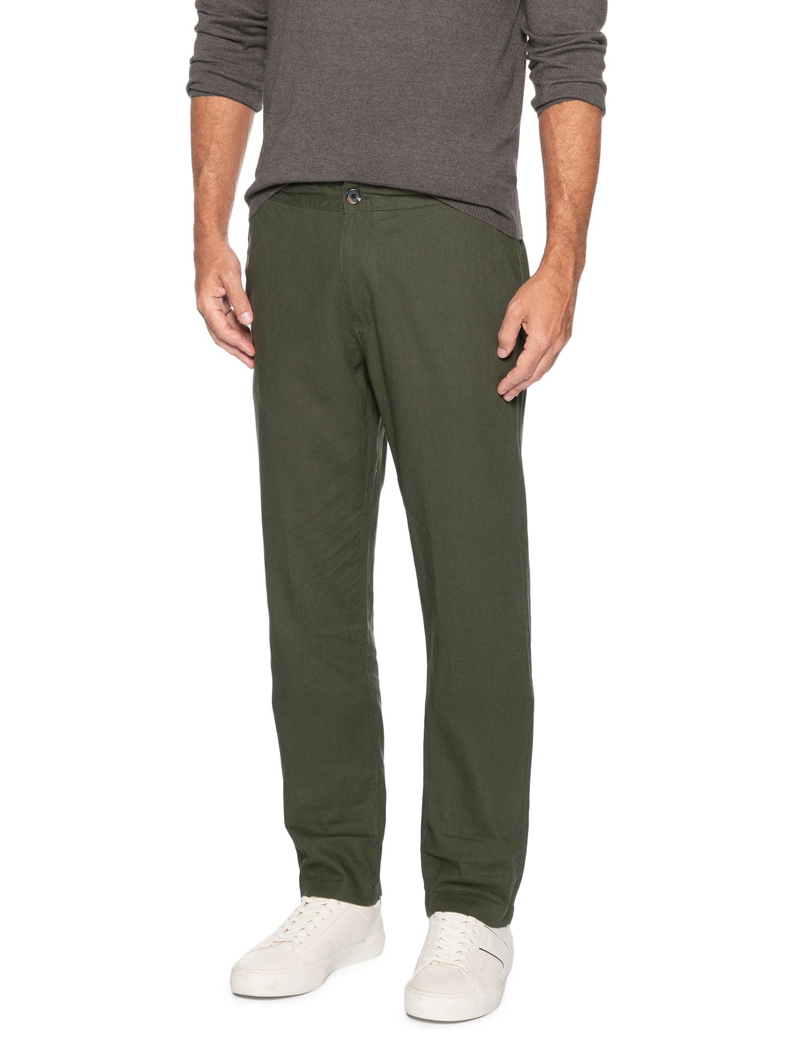 Calça Masculina Misto Linho Reta – Verde '2 Essential