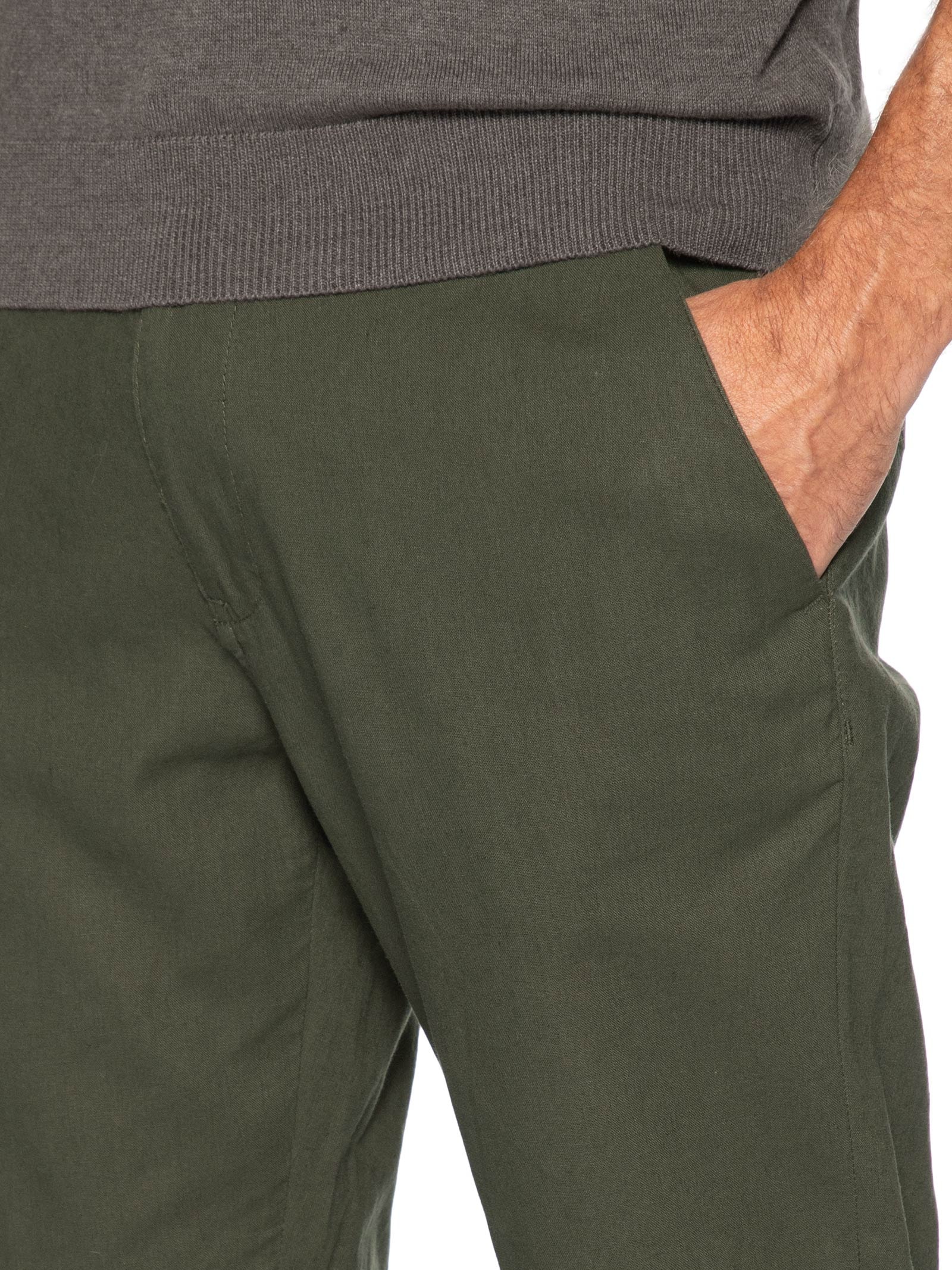 Calça Masculina Misto Linho Reta – Verde '2 Essential